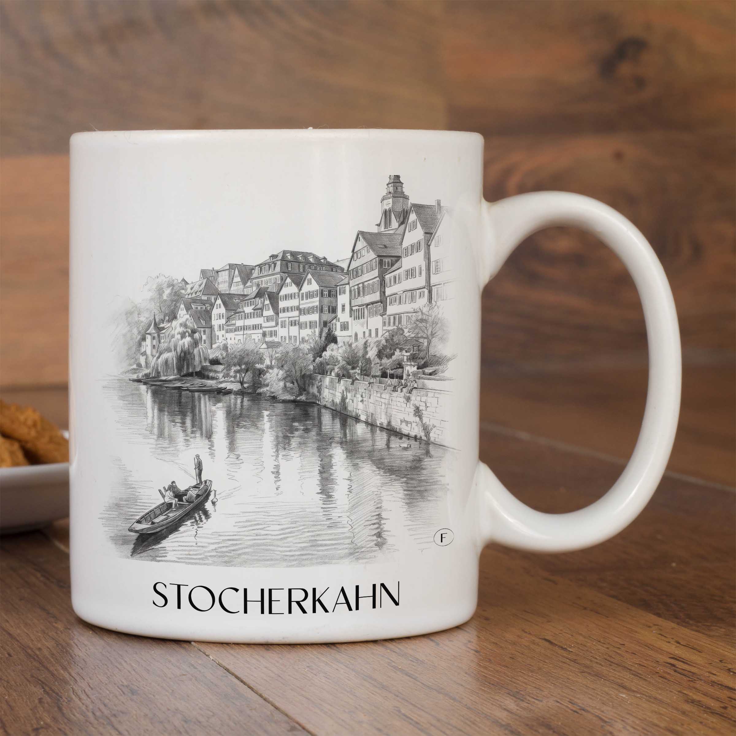 stocherkahn-tübingen-deutschland-kaffeebecher-bleistift-zeichnung-drawing