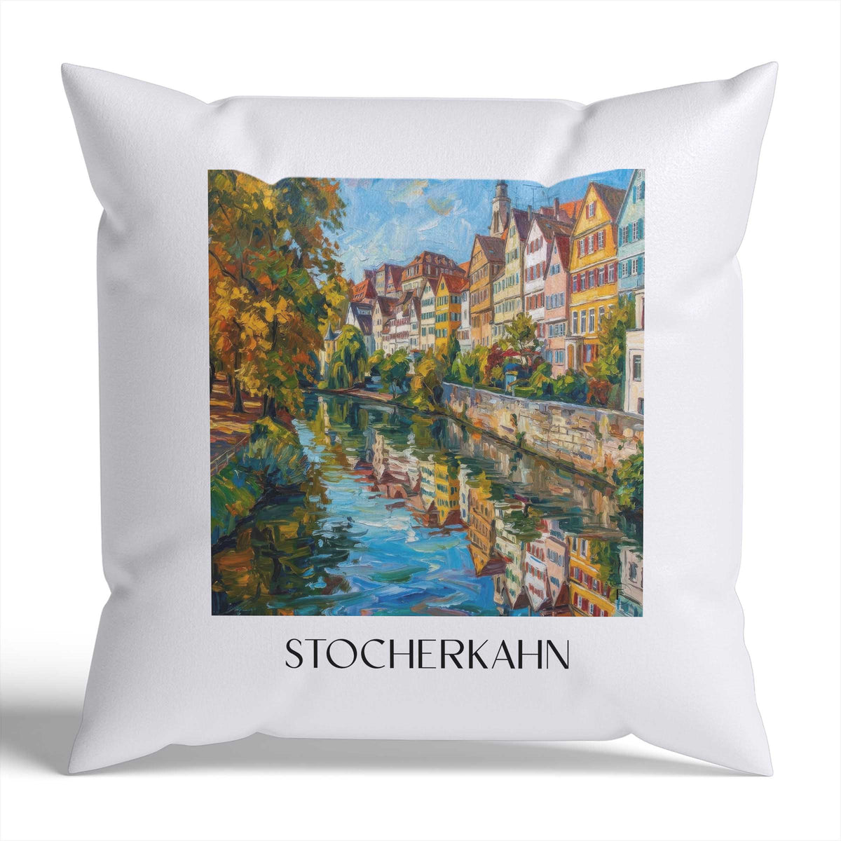 stocherkahn-tübingen-deutschland-kissenbezug-oil-painting-oelgemaelde