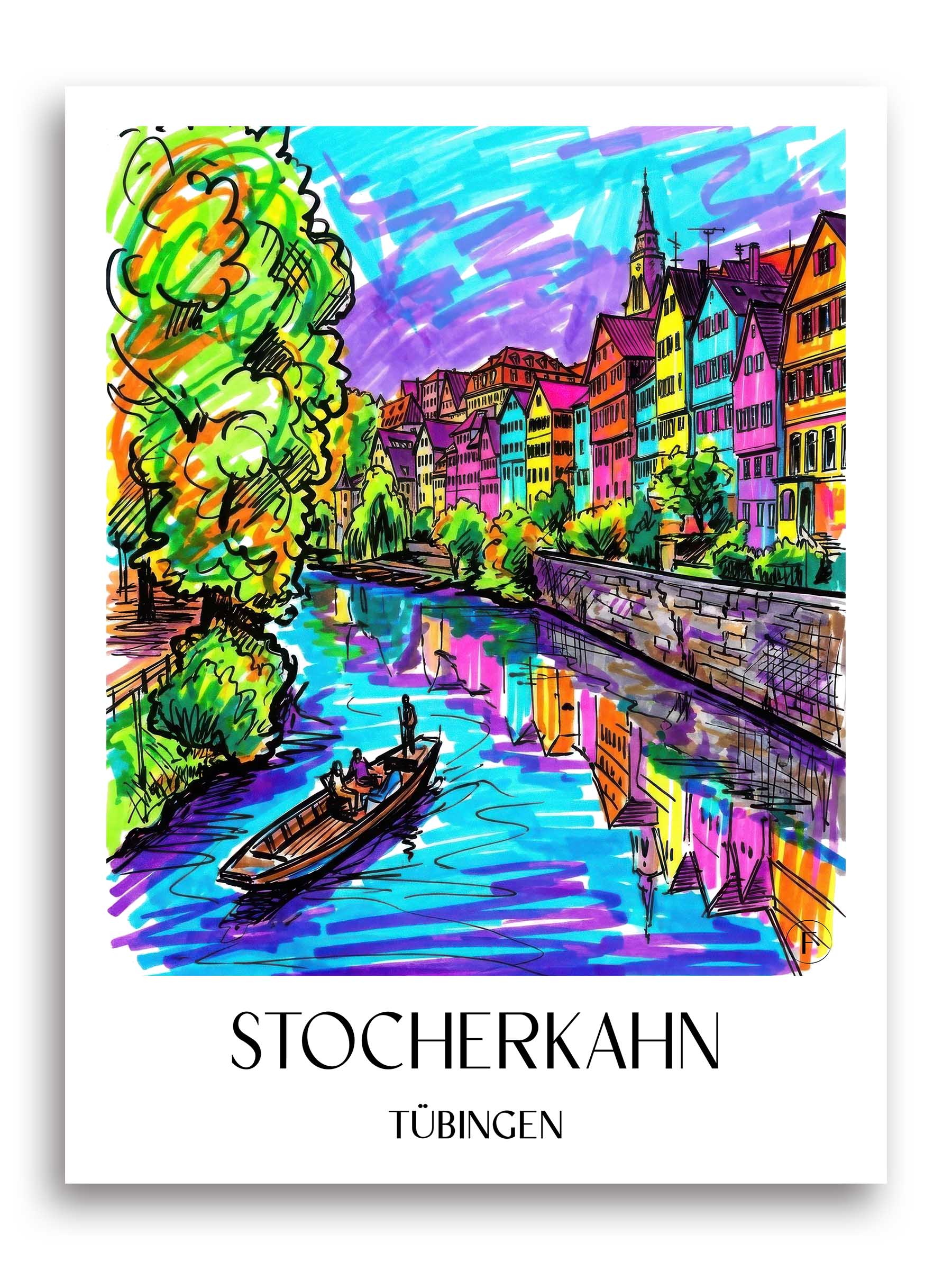 stocherkahn-tübingen-deutschland-poster-graffiti