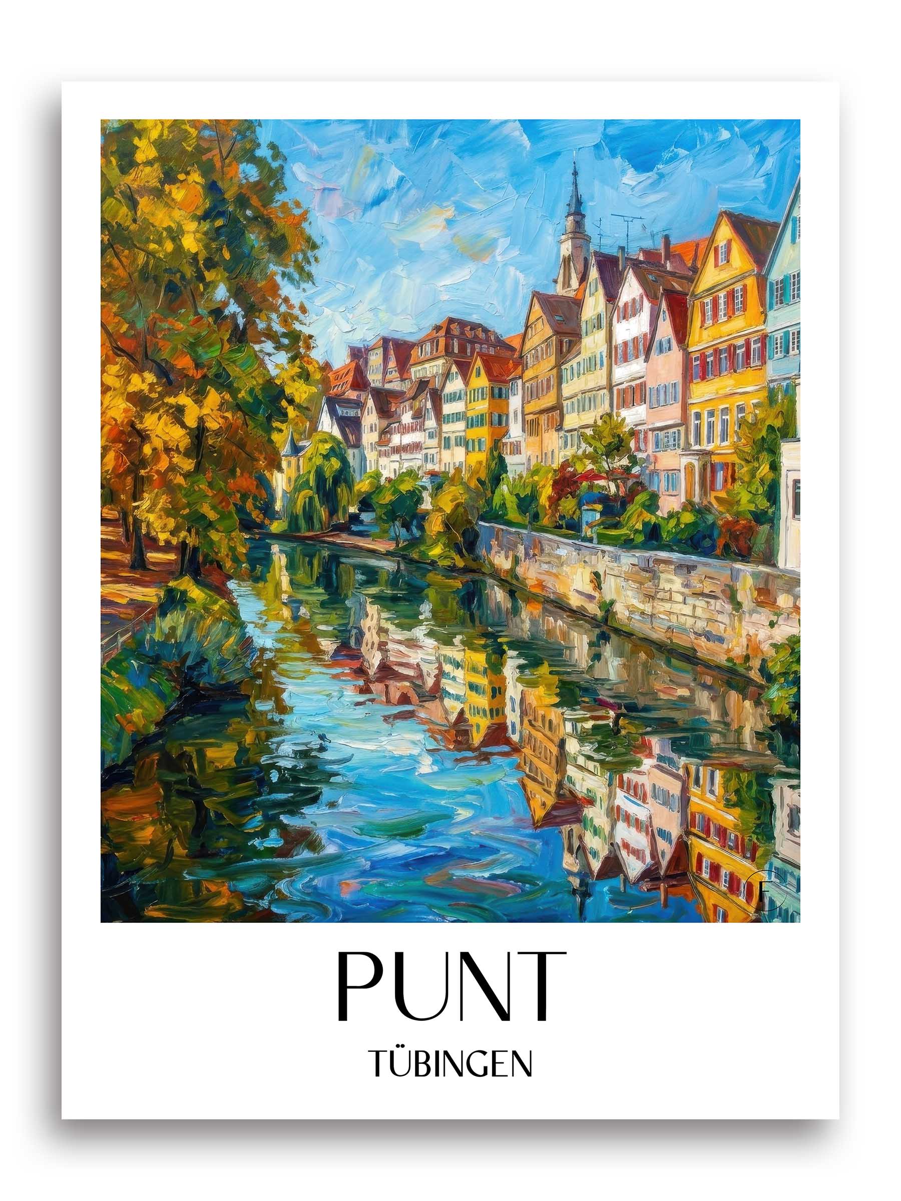 Stocherkahn Poster - Tübingen - Deutschland Kunstdruck - Ölgemälde von A4 bis A1 - favplace