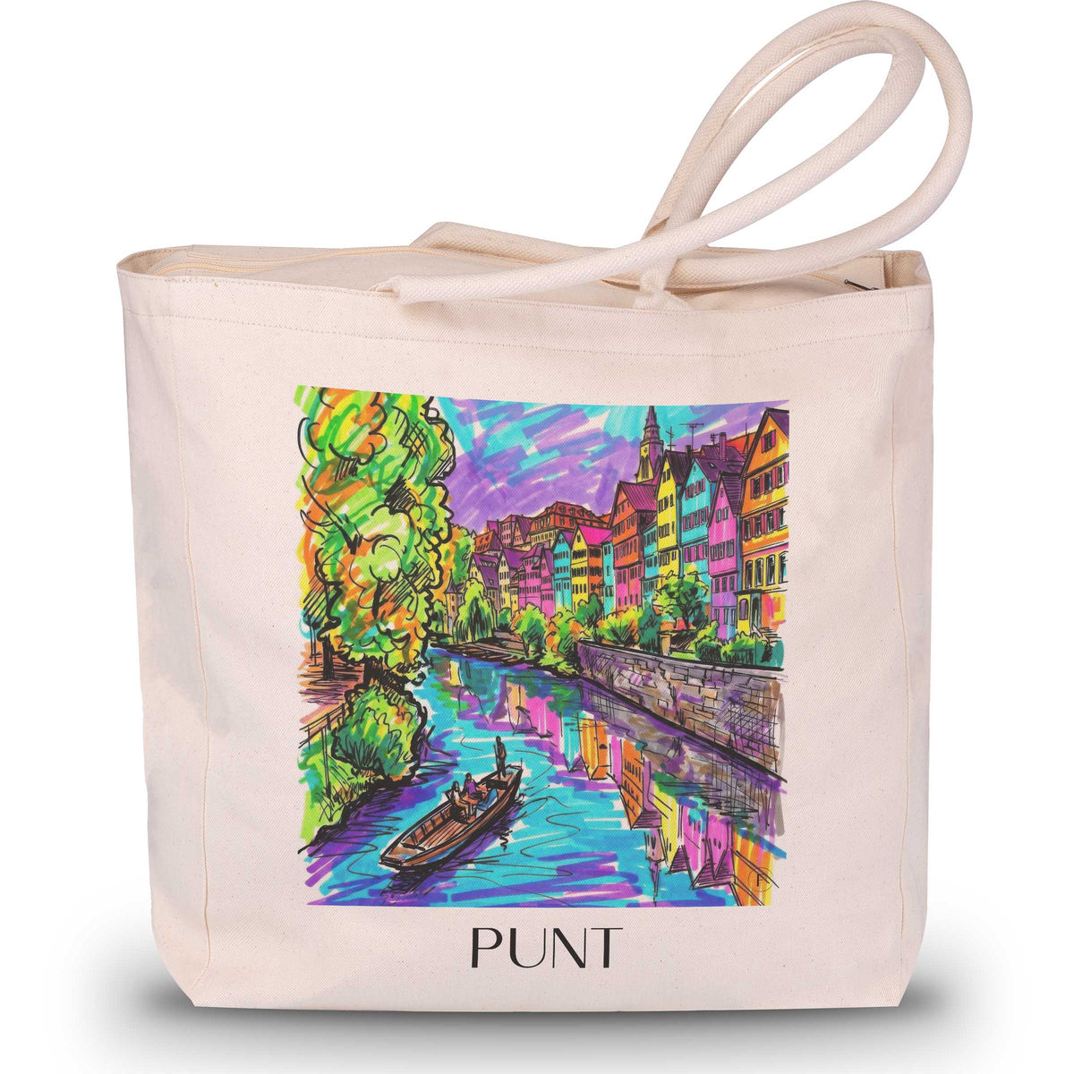 Stocherkahn Shopping Tasche - Tübingen - Deutschland Tote Bag - Einkaufstasche im Tag Graffiti Stil - favplace