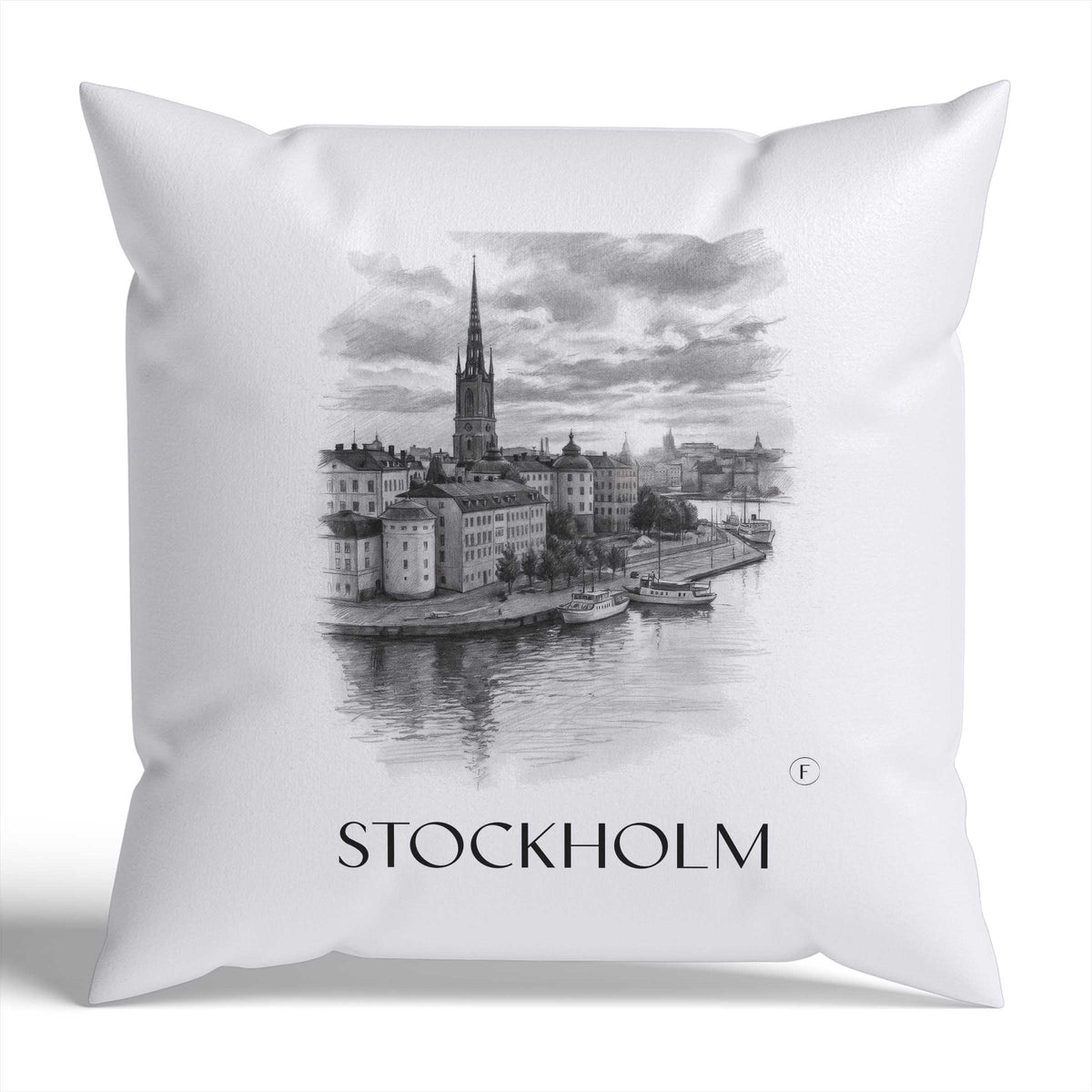 Stockholm Kissenhülle - Zierkissen Bezug - Schweden - Schweden Kissen bzw. Kissenbezug im Zeichnung Stil - favplace