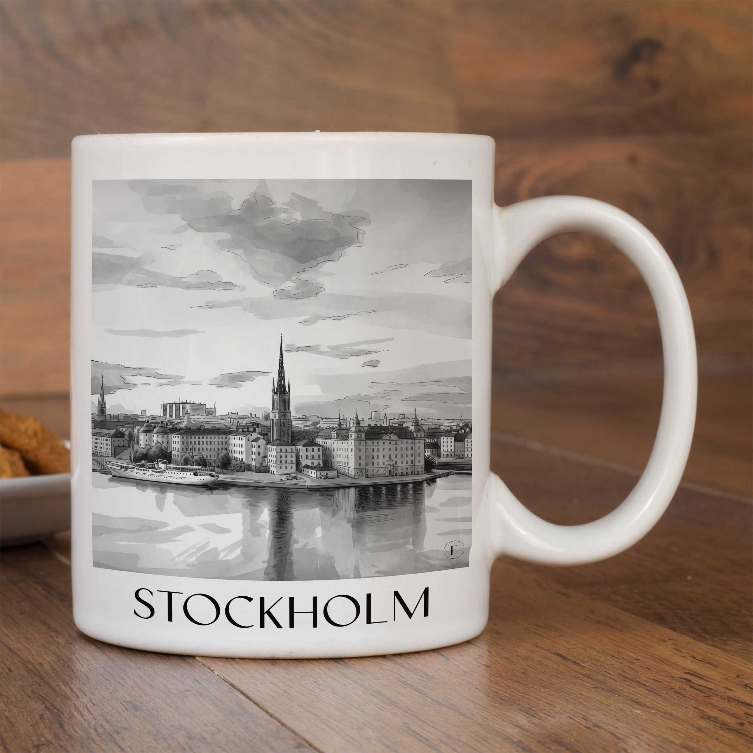 stockholm-schweden-kaffeebecher-aquarell-schwarz-weiss