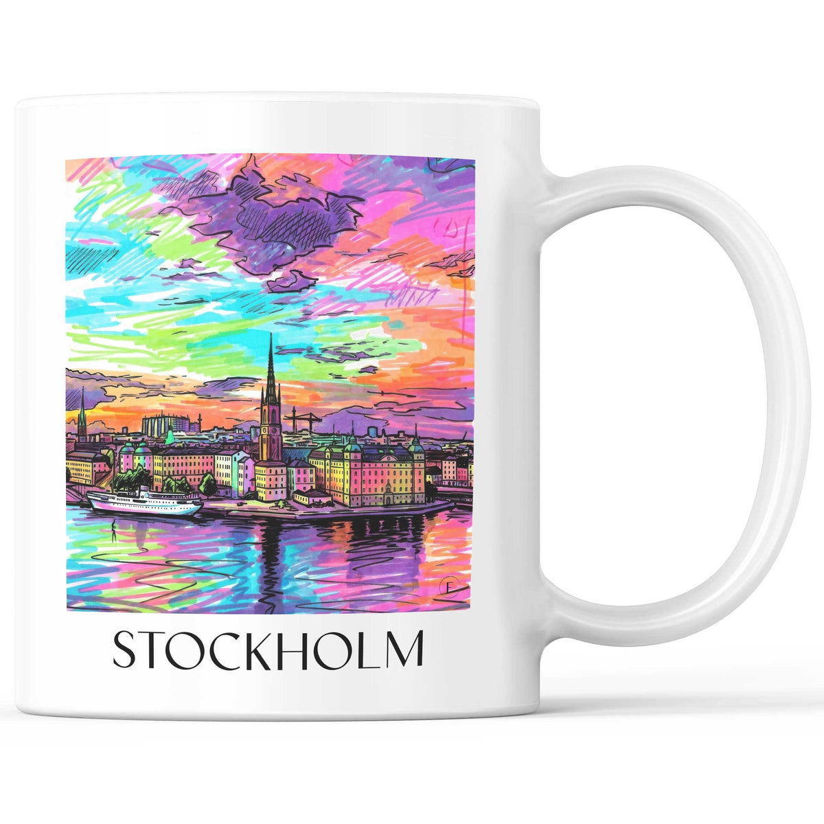 Stockholm - Schweden Becher - Kaffeetasse im Tag Graffiti Stil - favplace