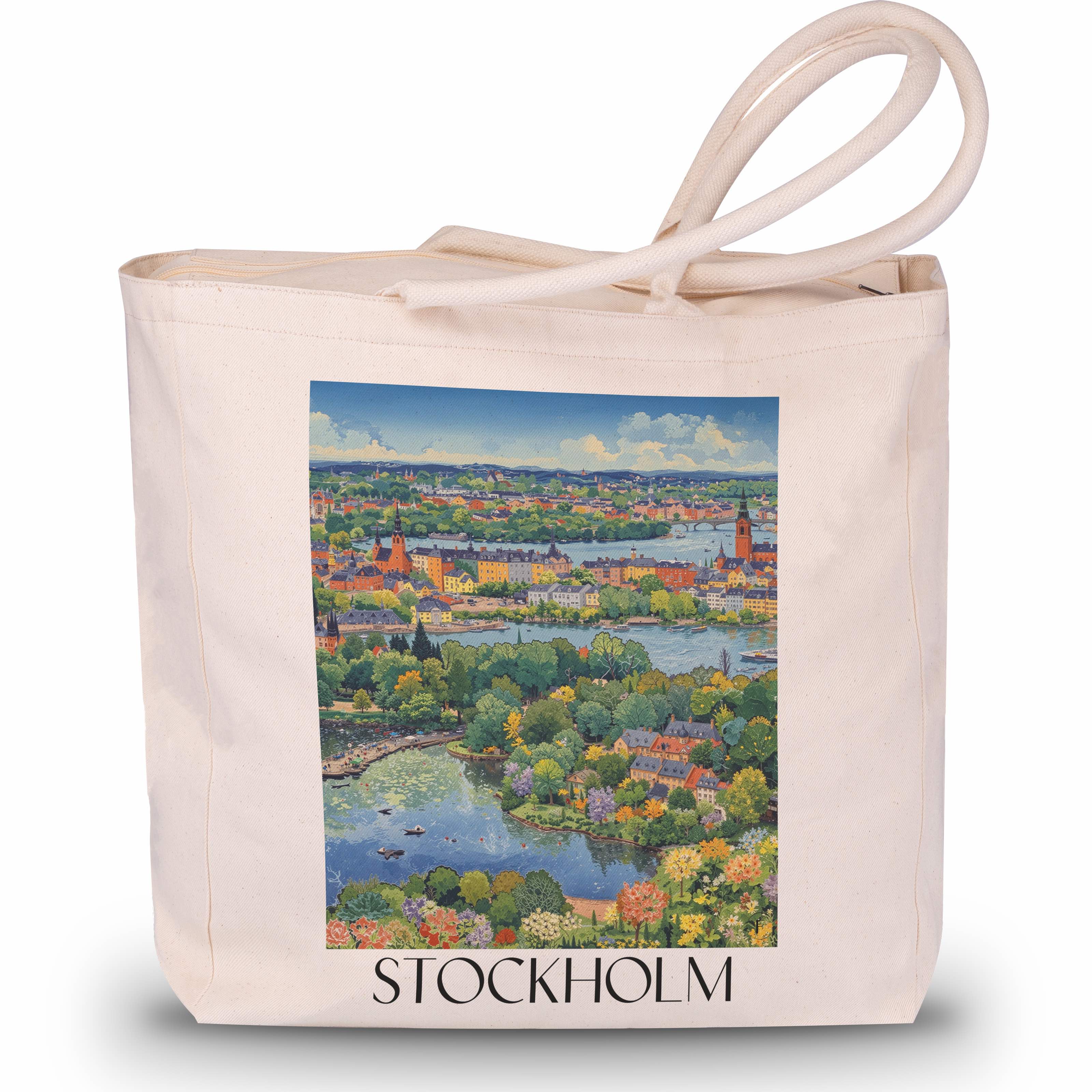 Stockholm - Schweden Tote Bag - Einkaufstasche im Aquarell Stil - favplace