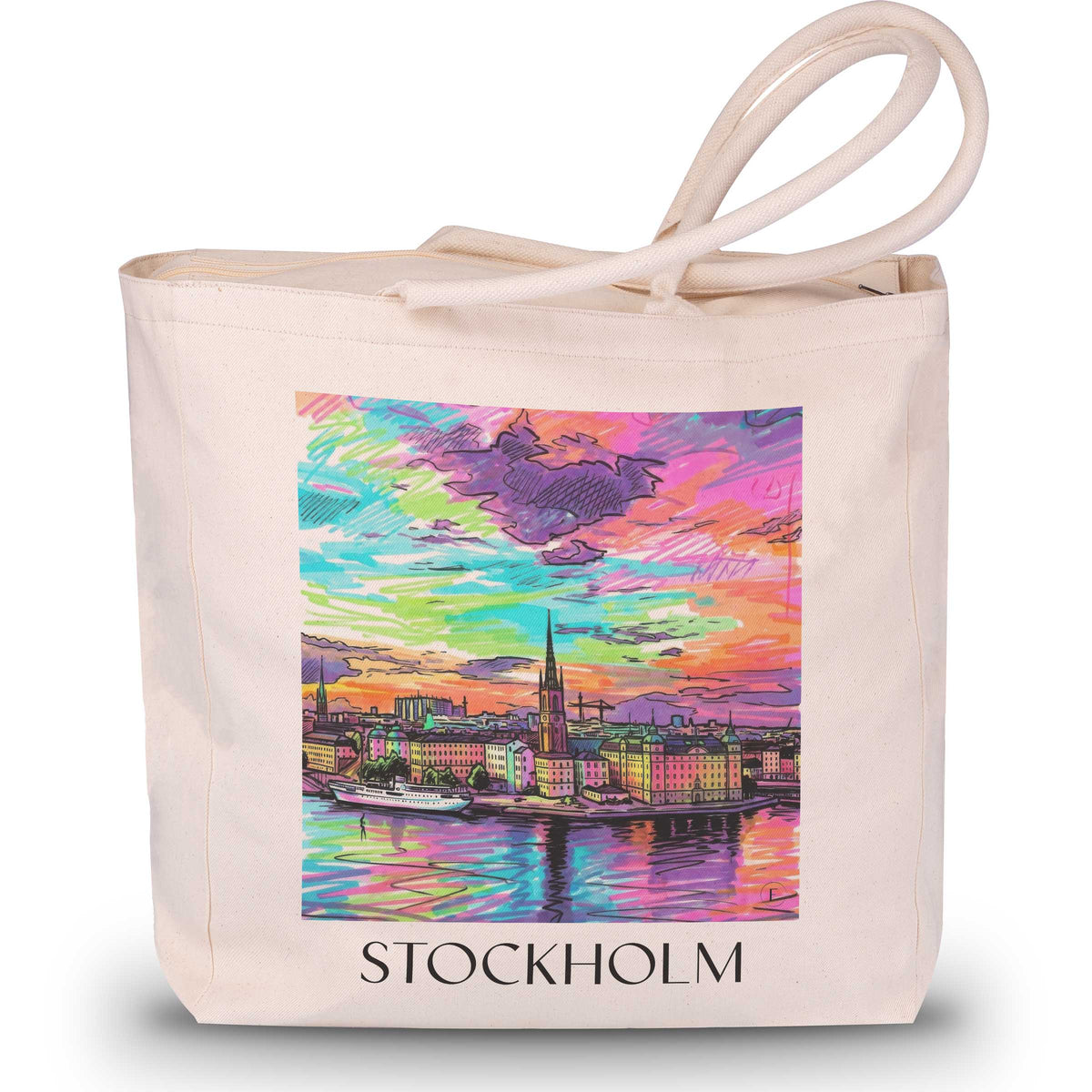 Stockholm - Schweden Tote Bag - Einkaufstasche im Tag Graffiti Stil - favplace