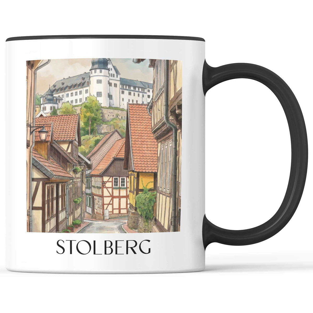 stolberg-harz-deutschland-kaffeebecher-aquarell