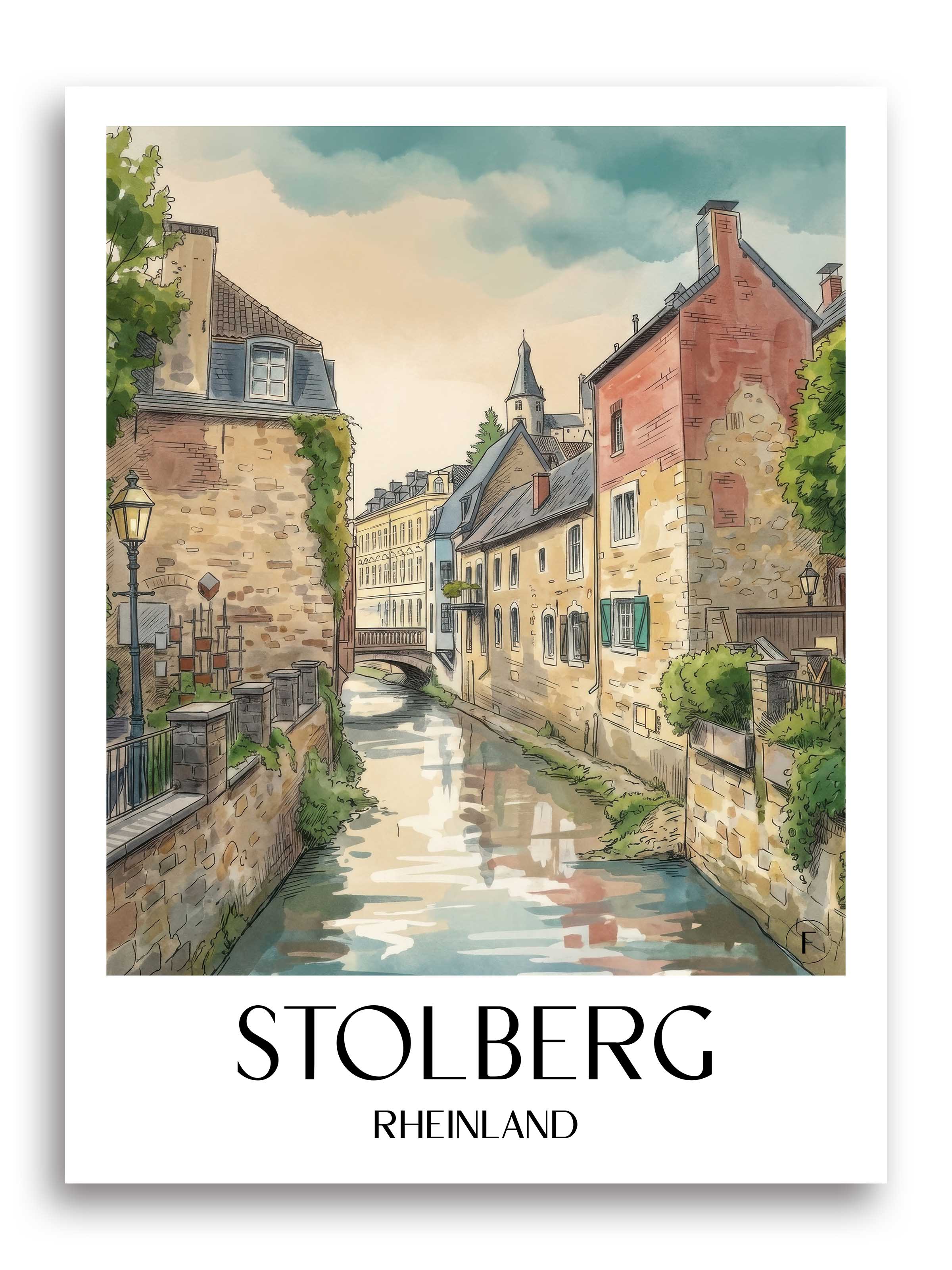 stolberg-rheinland-deutschland-poster-aquarell