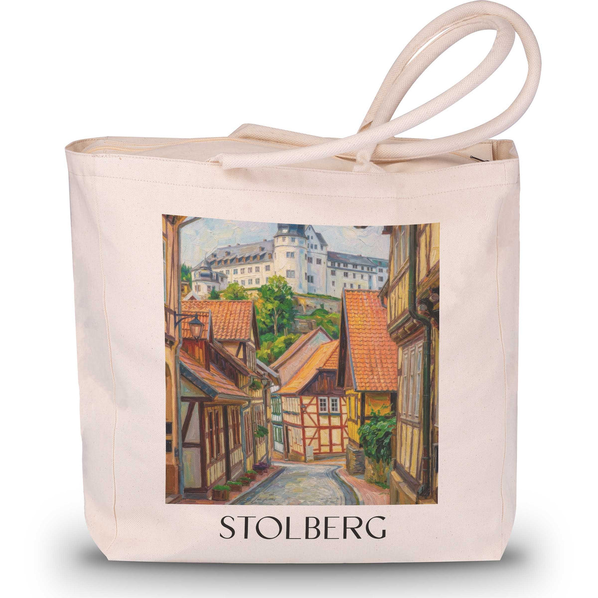 stolberg-harz-deutschland-einkaufstasche-oil-painting-oelgemaelde