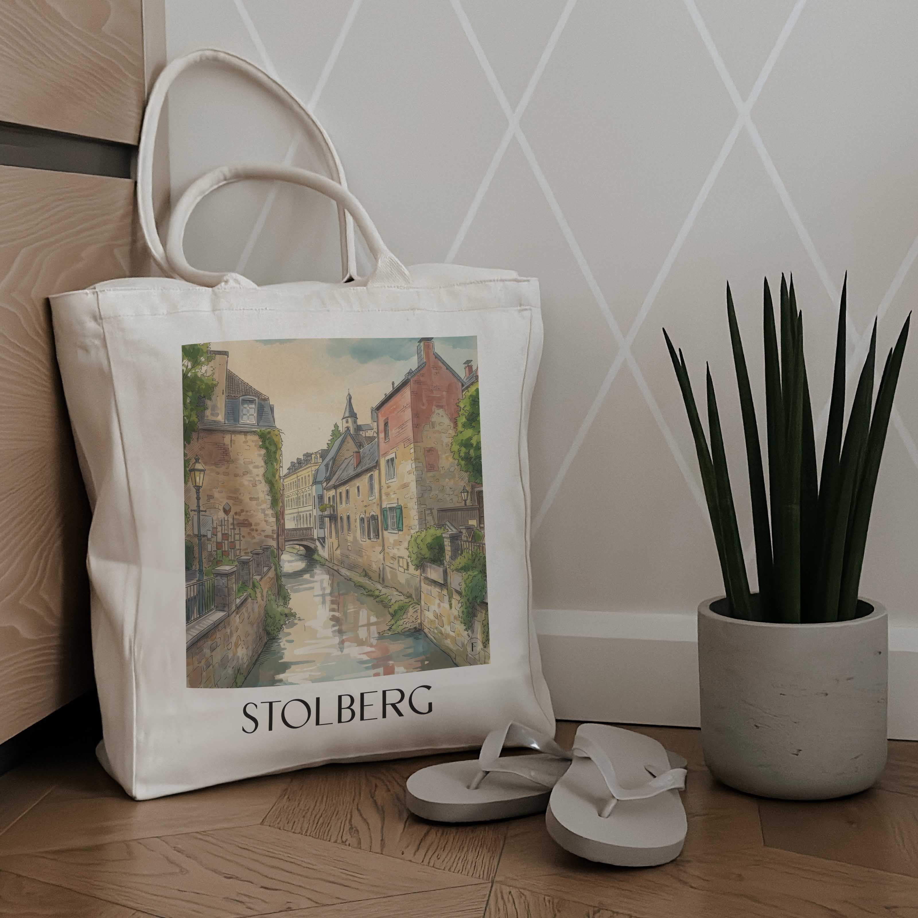stolberg-rheinland-deutschland-einkaufstasche-aquarell