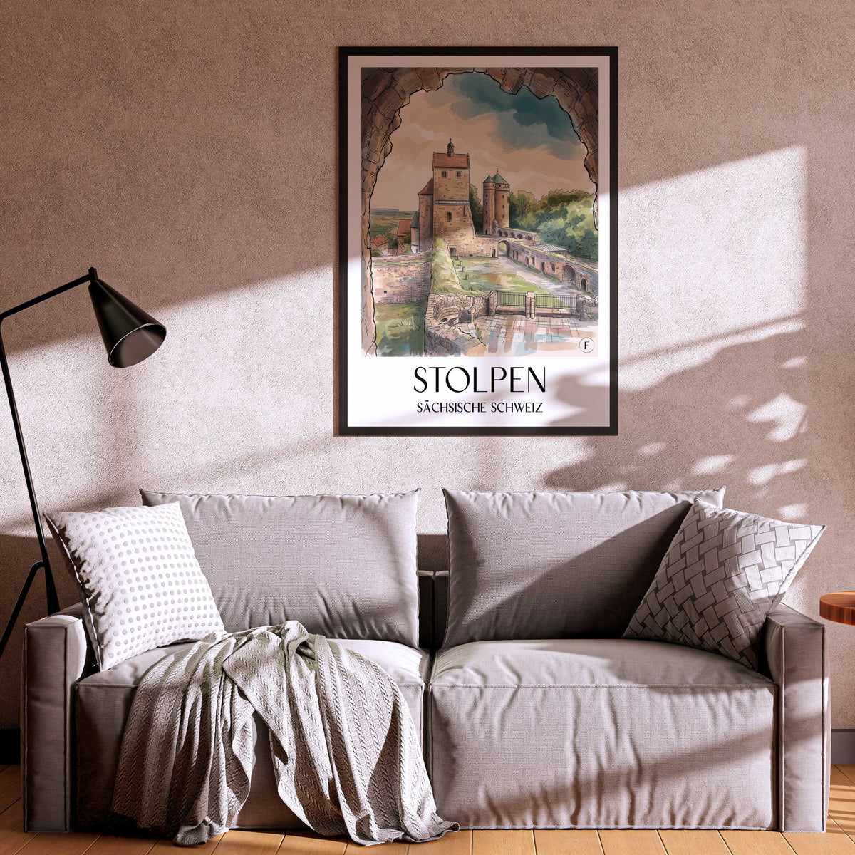 stolpen-sächsische-schweiz-deutschland-poster-aquarell