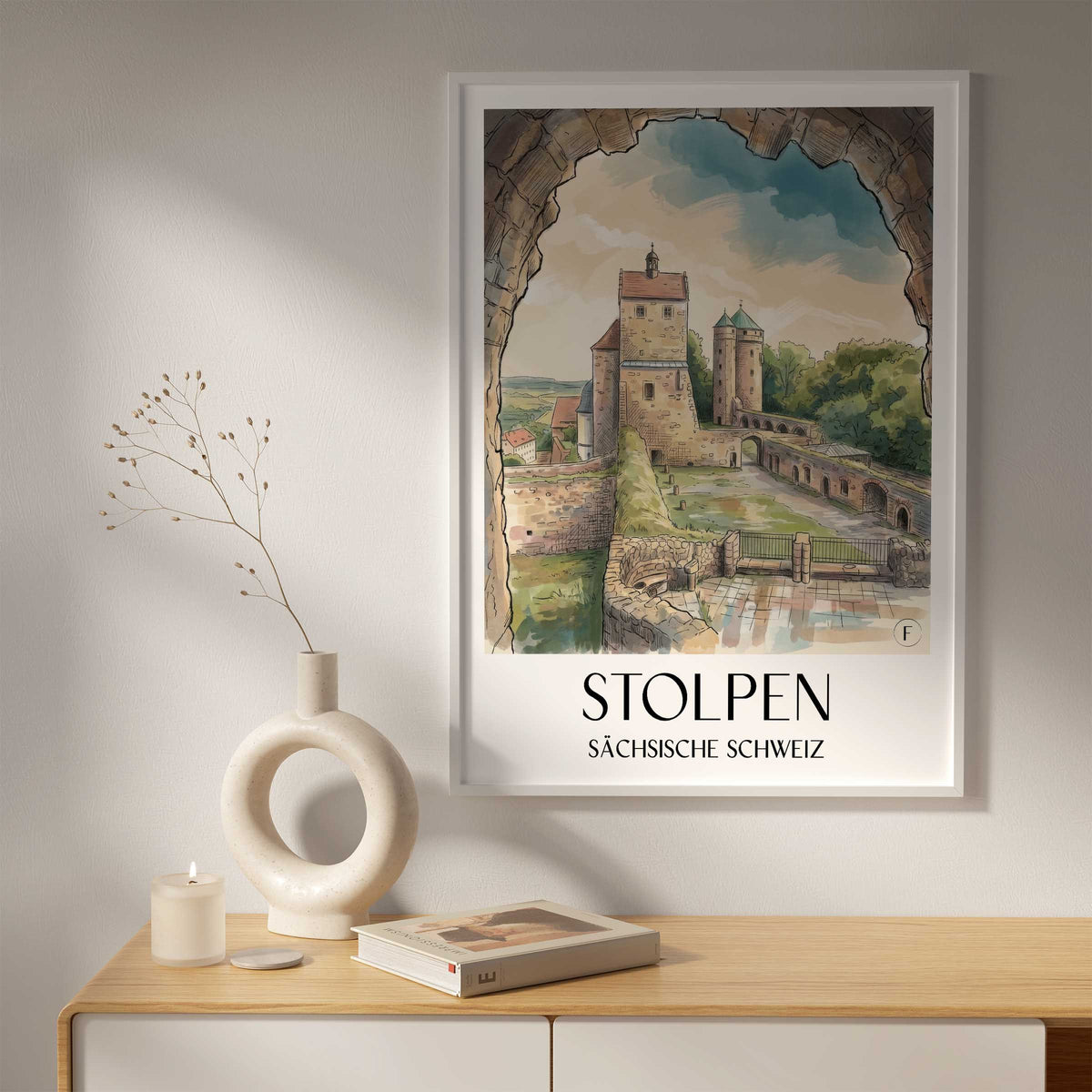 stolpen-sächsische-schweiz-deutschland-poster-aquarell