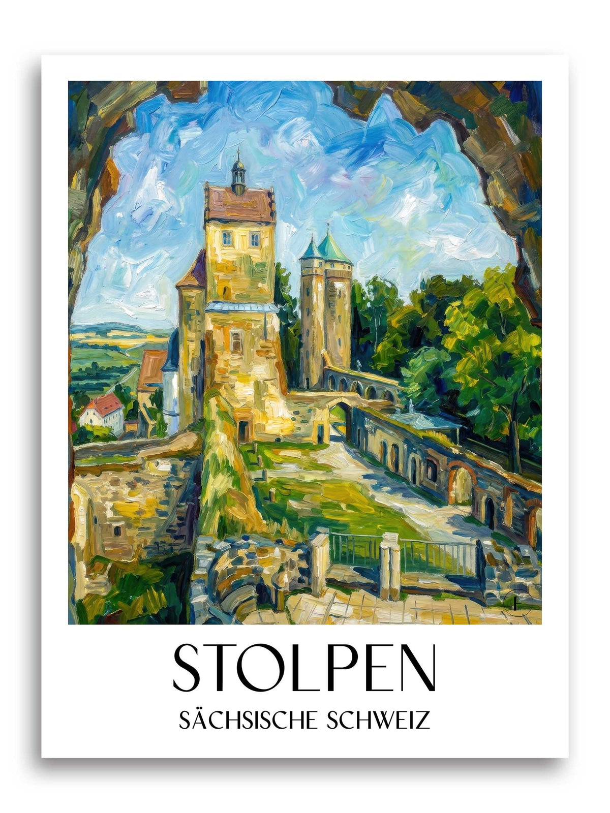 stolpen-sächsische-schweiz-deutschland-poster-oil-painting-oelgemaelde