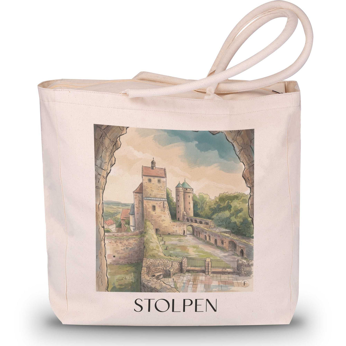 Stolpen Shopping Tasche - Sächsische Schweiz - Deutschland Tote Bag - Einkaufstasche im Aquarell Stil - favplace