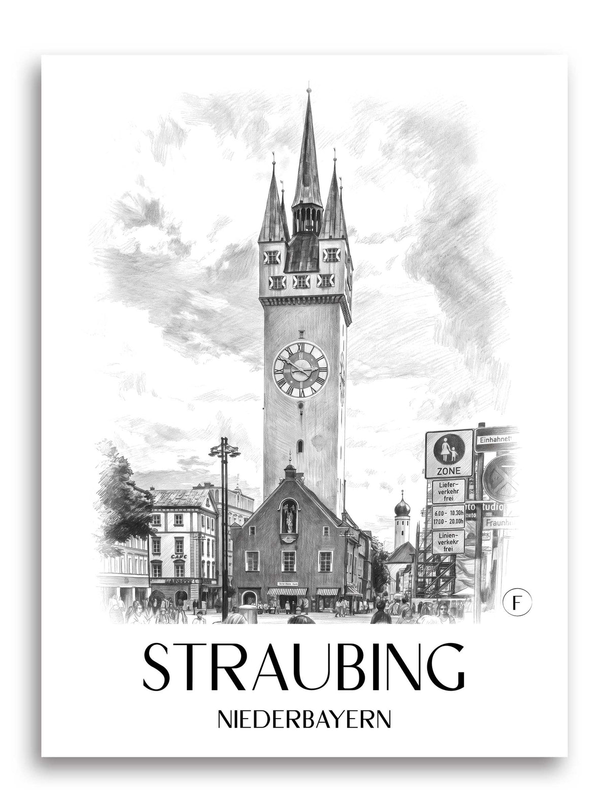 straubing-niederbayern-deutschland-poster-bleistift-zeichnung-drawing