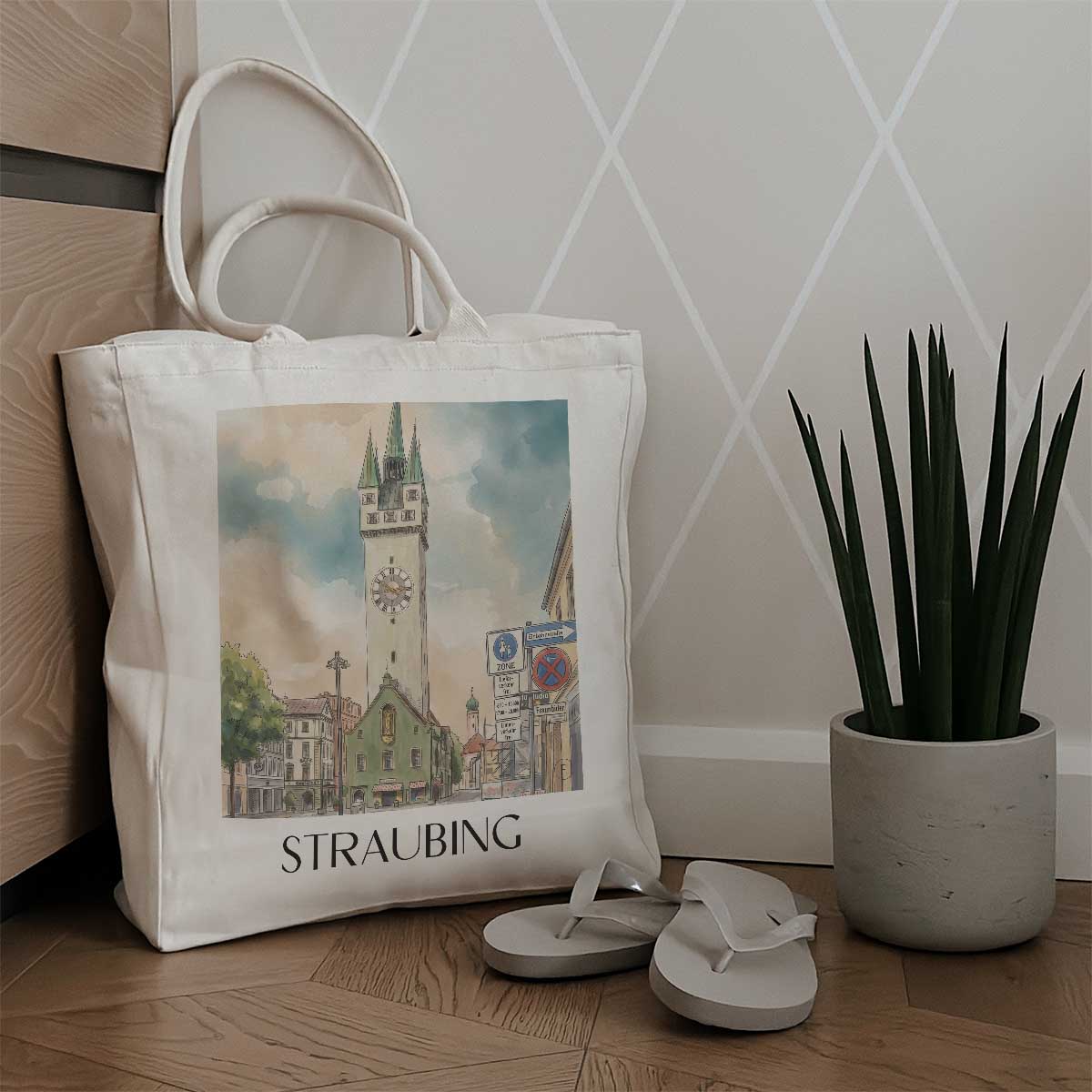 straubing-niederbayern-deutschland-einkaufstasche-aquarell