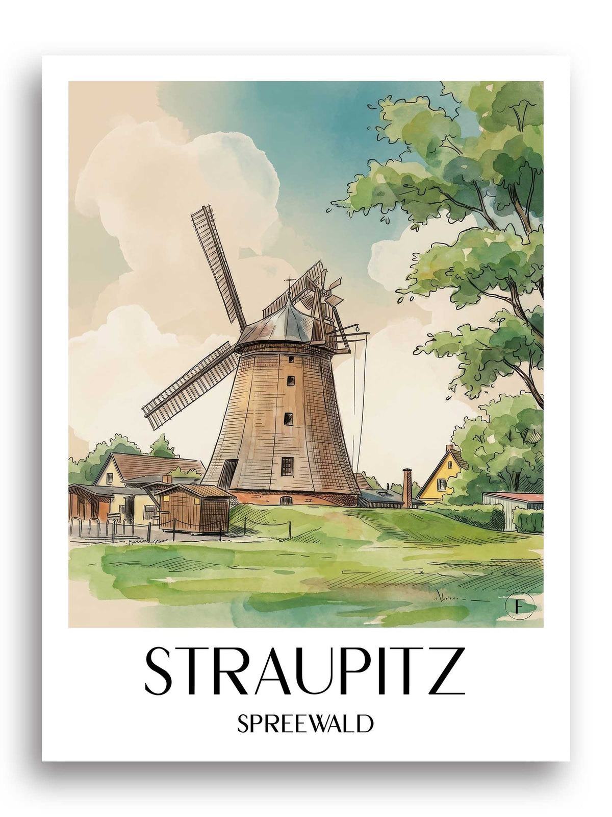 straupitz-spreewald-deutschland-poster-aquarell