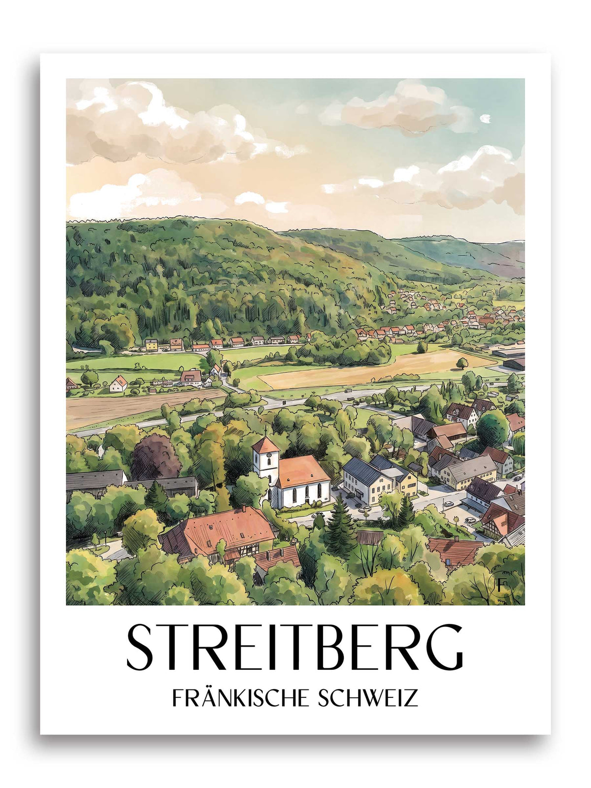 streitberg-fränkische-schweiz-deutschland-poster-aquarell