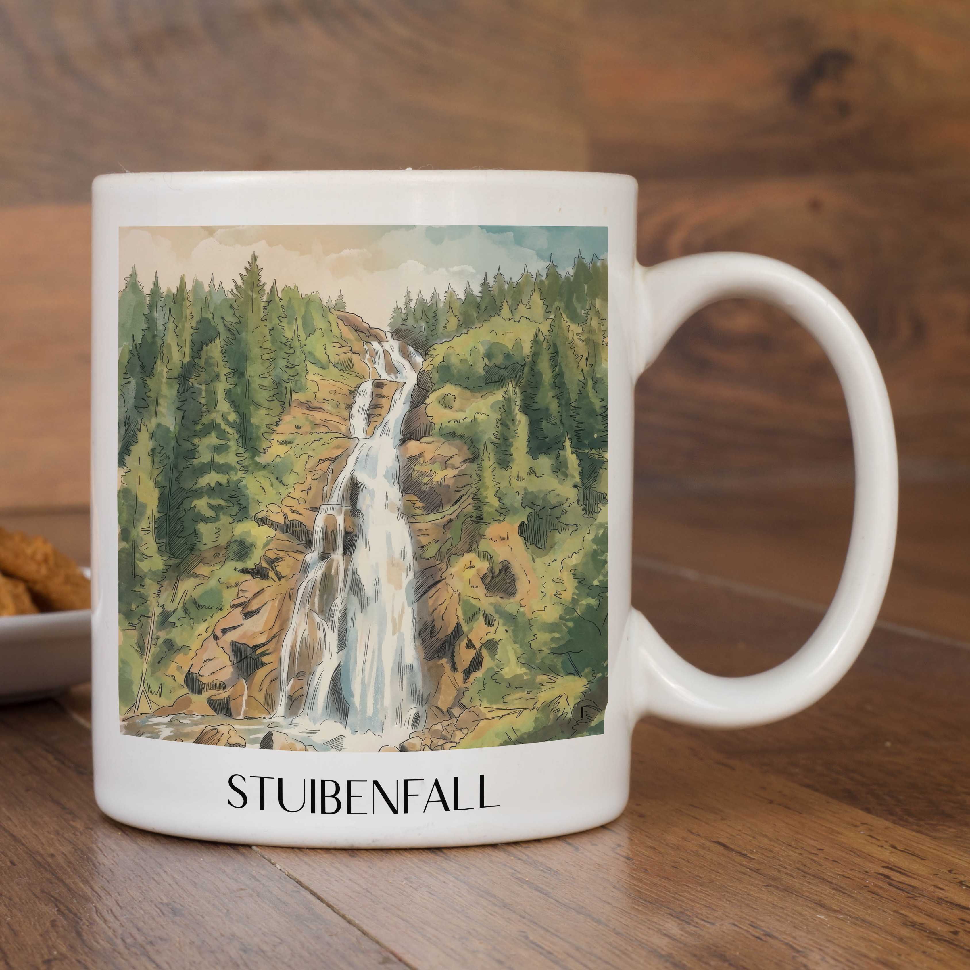 stuibenfall-tirol-österreich-kaffeebecher-aquarell