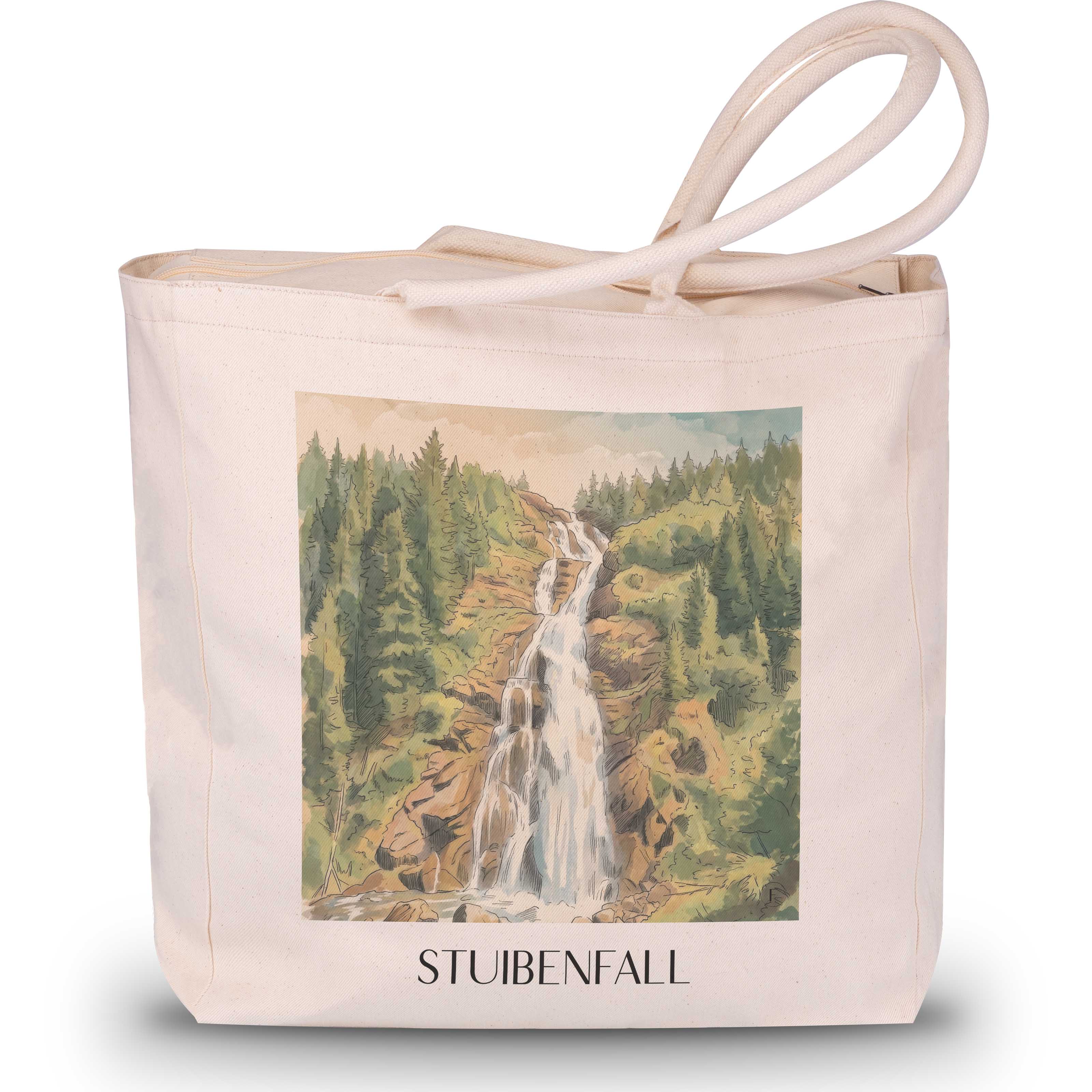 Stuibenfall Shopping Tasche - Tirol - Österreich Tote Bag - Einkaufstasche im Aquarell Stil - favplace
