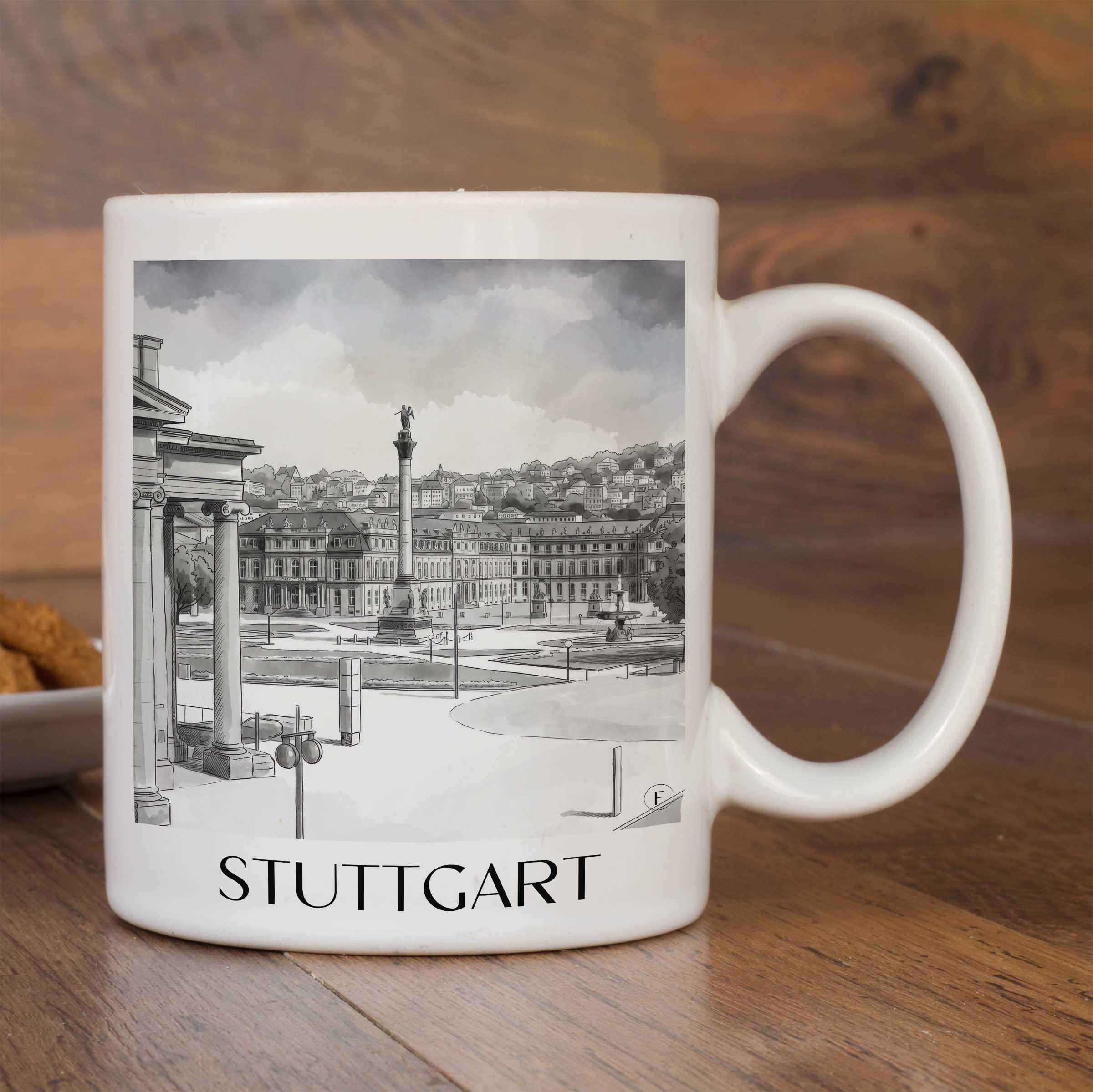 stuttgart-deutschland-kaffeebecher-aquarell-schwarz-weiss