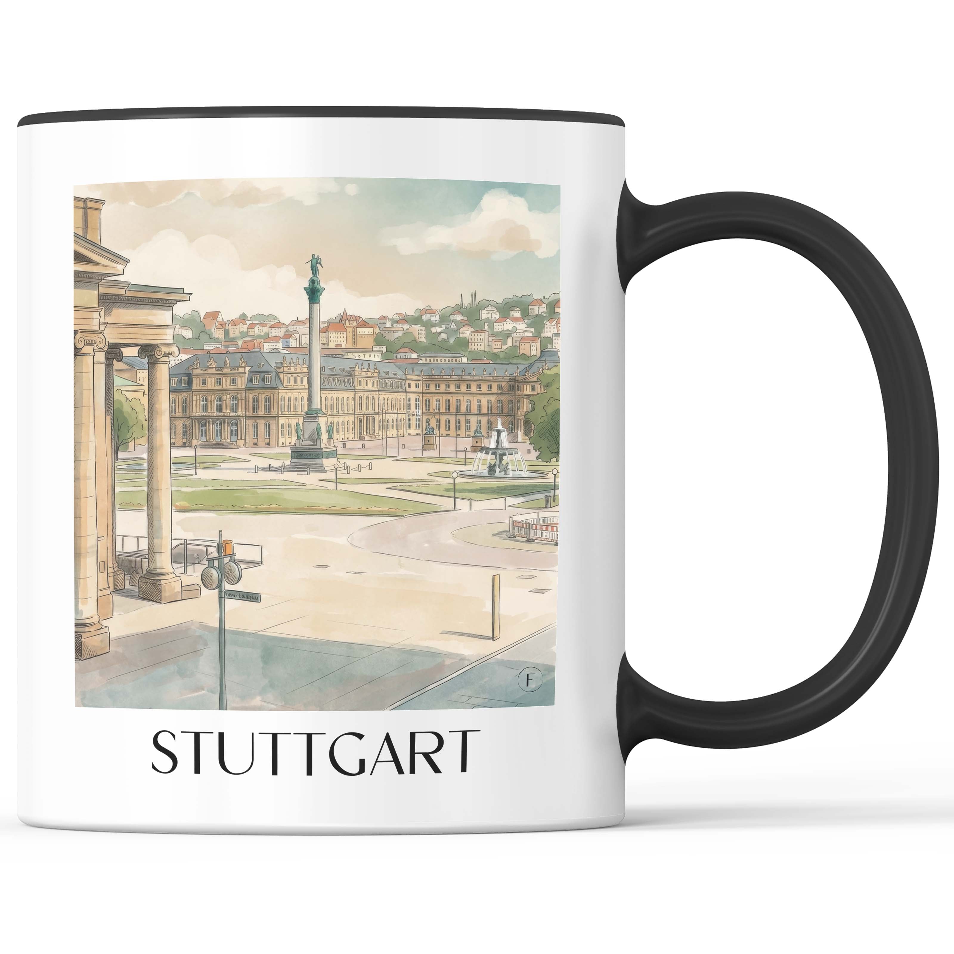 Stuttgart - Deutschland Becher - Kaffeetasse im Aquarell Stil - favplace