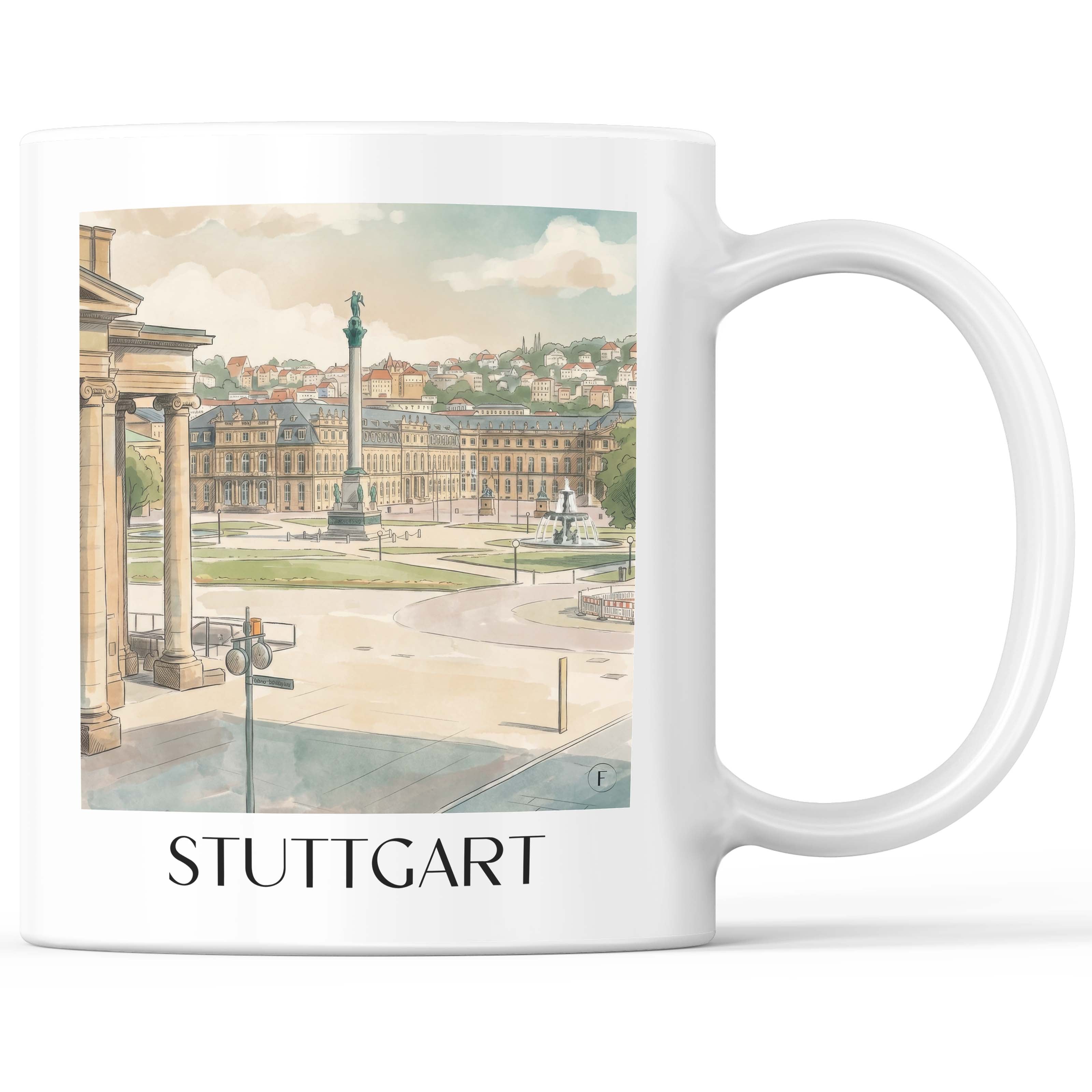 Stuttgart - Deutschland Becher - Kaffeetasse im Aquarell Stil - favplace