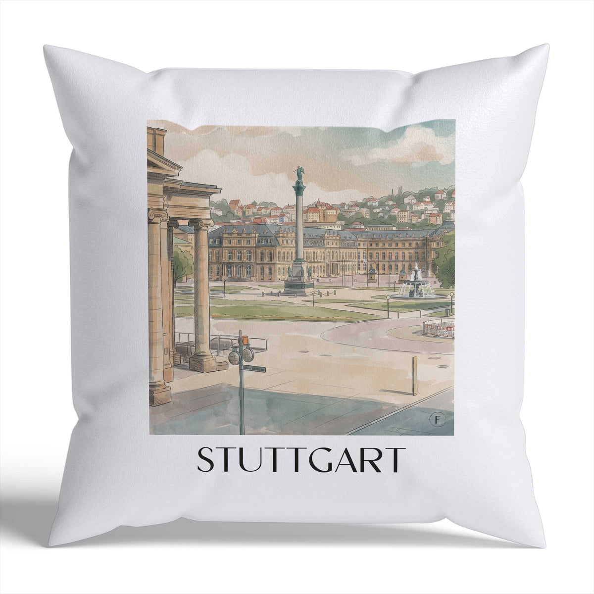 Stuttgart Kissenhülle - Zierkissen Bezug - Deutschland - Deutschland Kissen bzw. Kissenbezug im Aquarell Stil - favplace