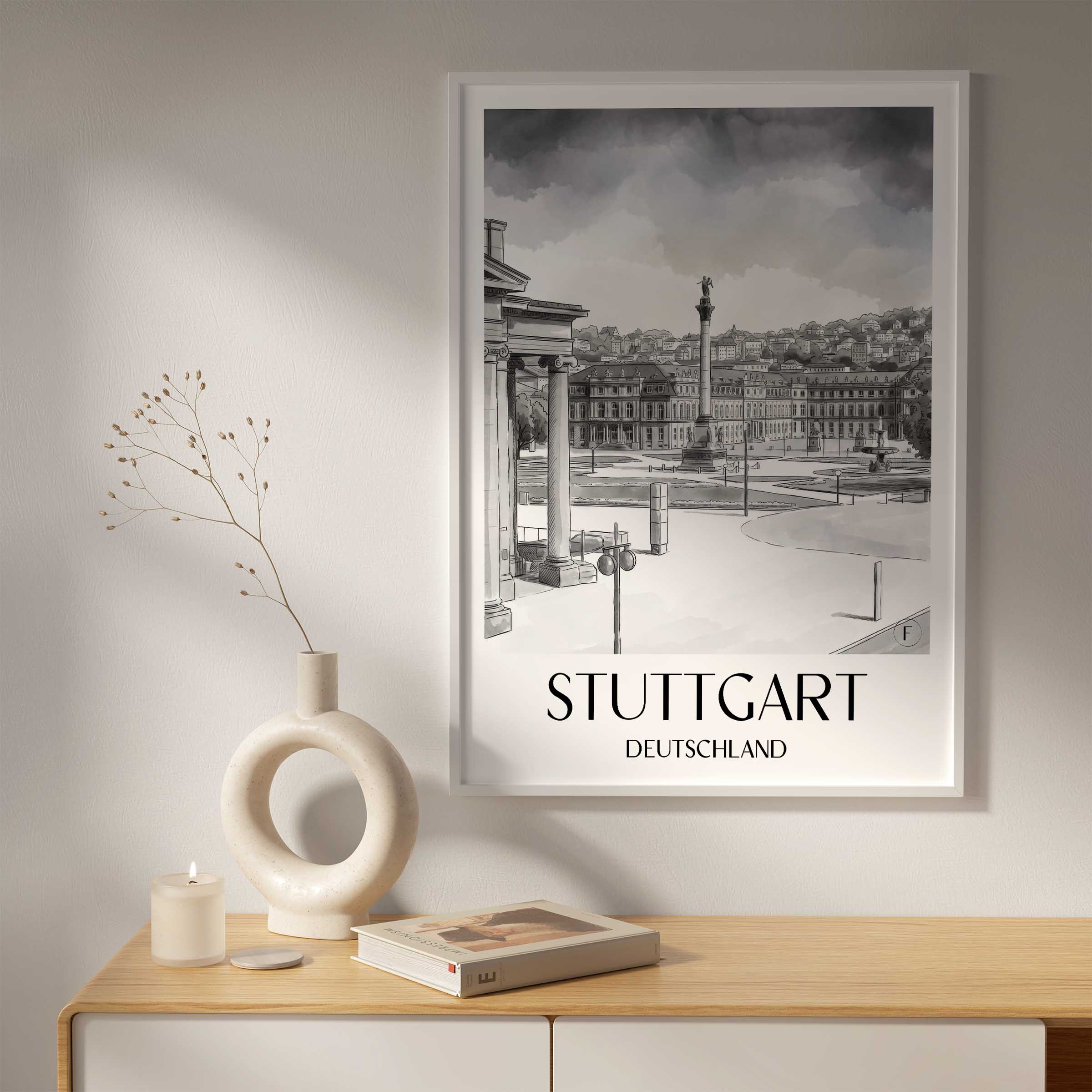 stuttgart-deutschland-poster-aquarell-schwarz-weiss