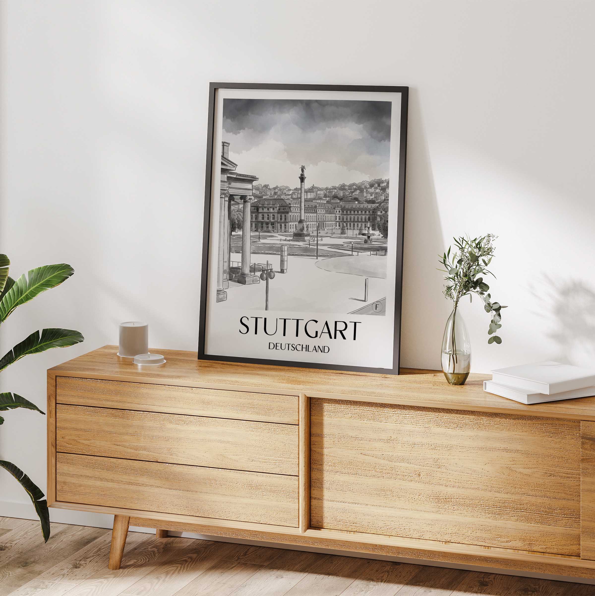 stuttgart-deutschland-poster-aquarell-schwarz-weiss