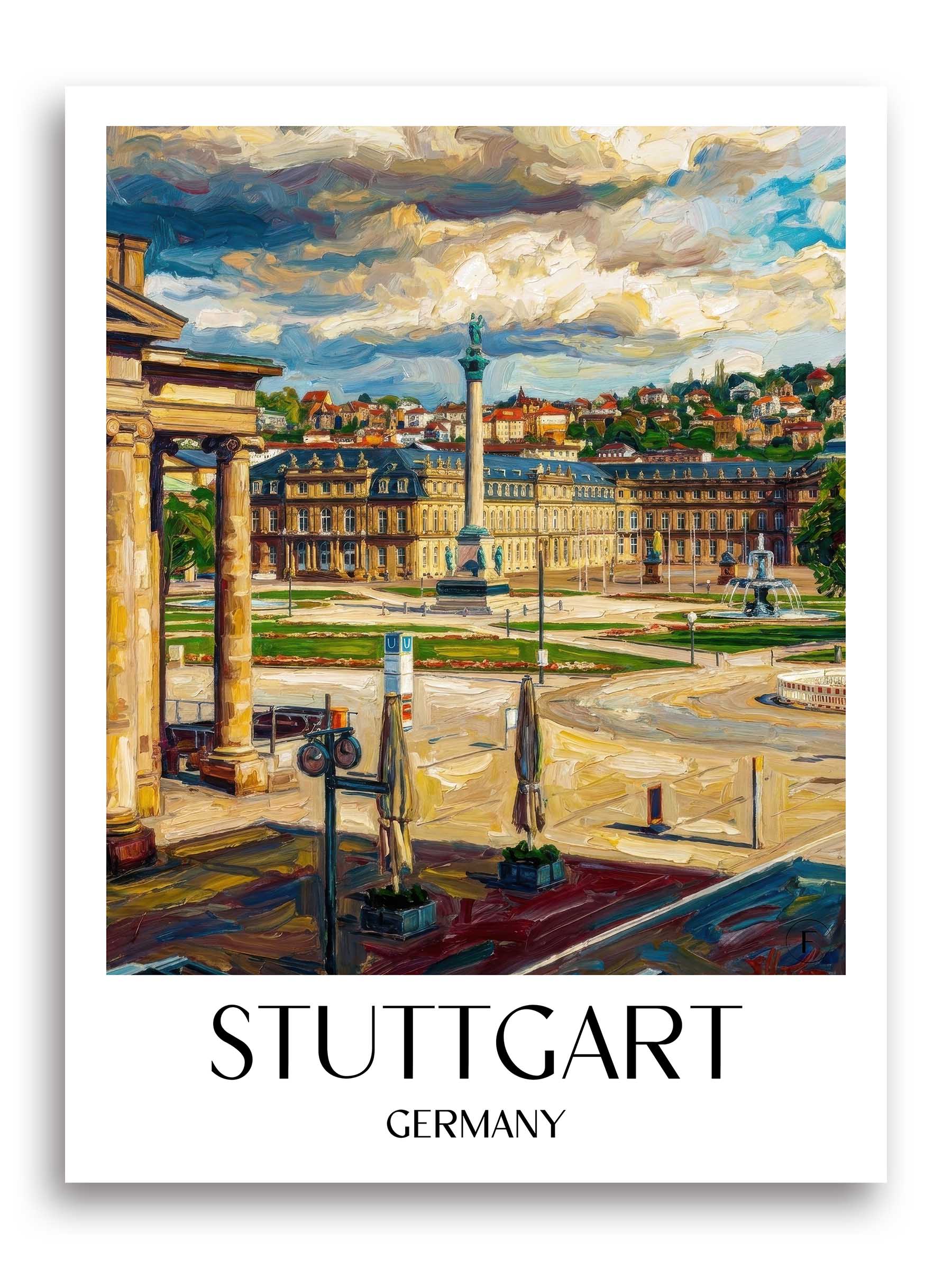 Stuttgart Poster - - Deutschland Kunstdruck - Ölgemälde von A4 bis A1 - favplace