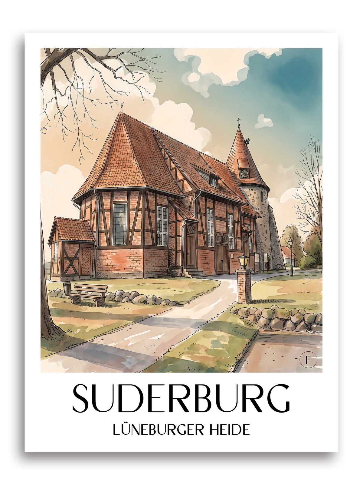 suderburg-lüneburger-heide-deutschland-poster-aquarell