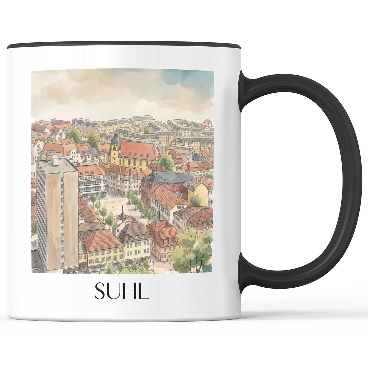 Suhl Kaffeebecher - Thüringen - Deutschland Becher - Kaffeetasse im Aquarell Stil - favplace