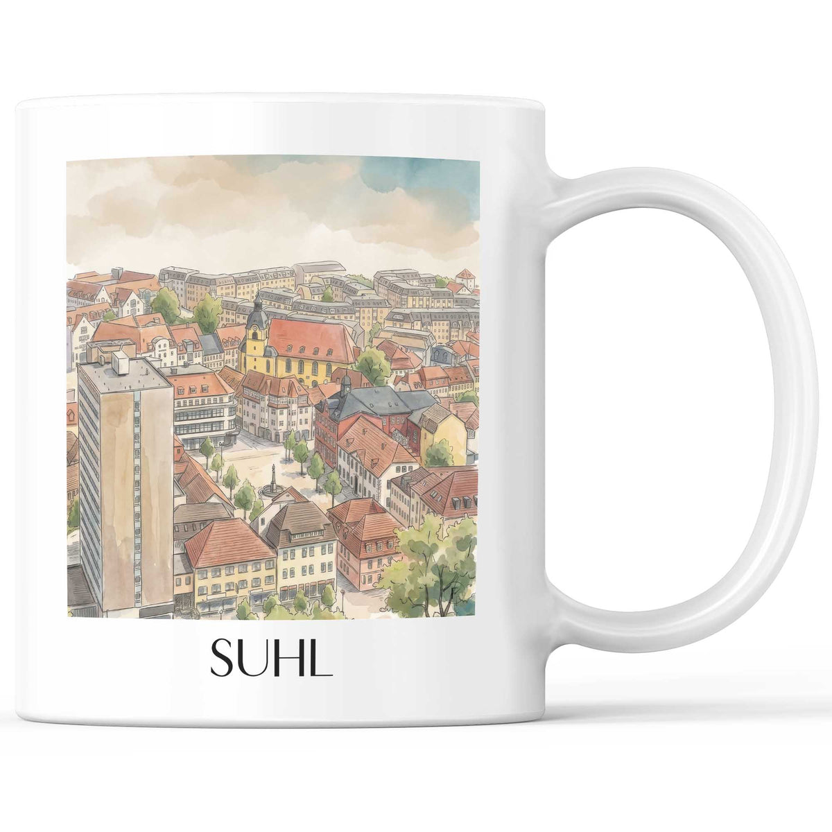 Suhl Kaffeebecher - Thüringen - Deutschland Becher - Kaffeetasse im Aquarell Stil - favplace