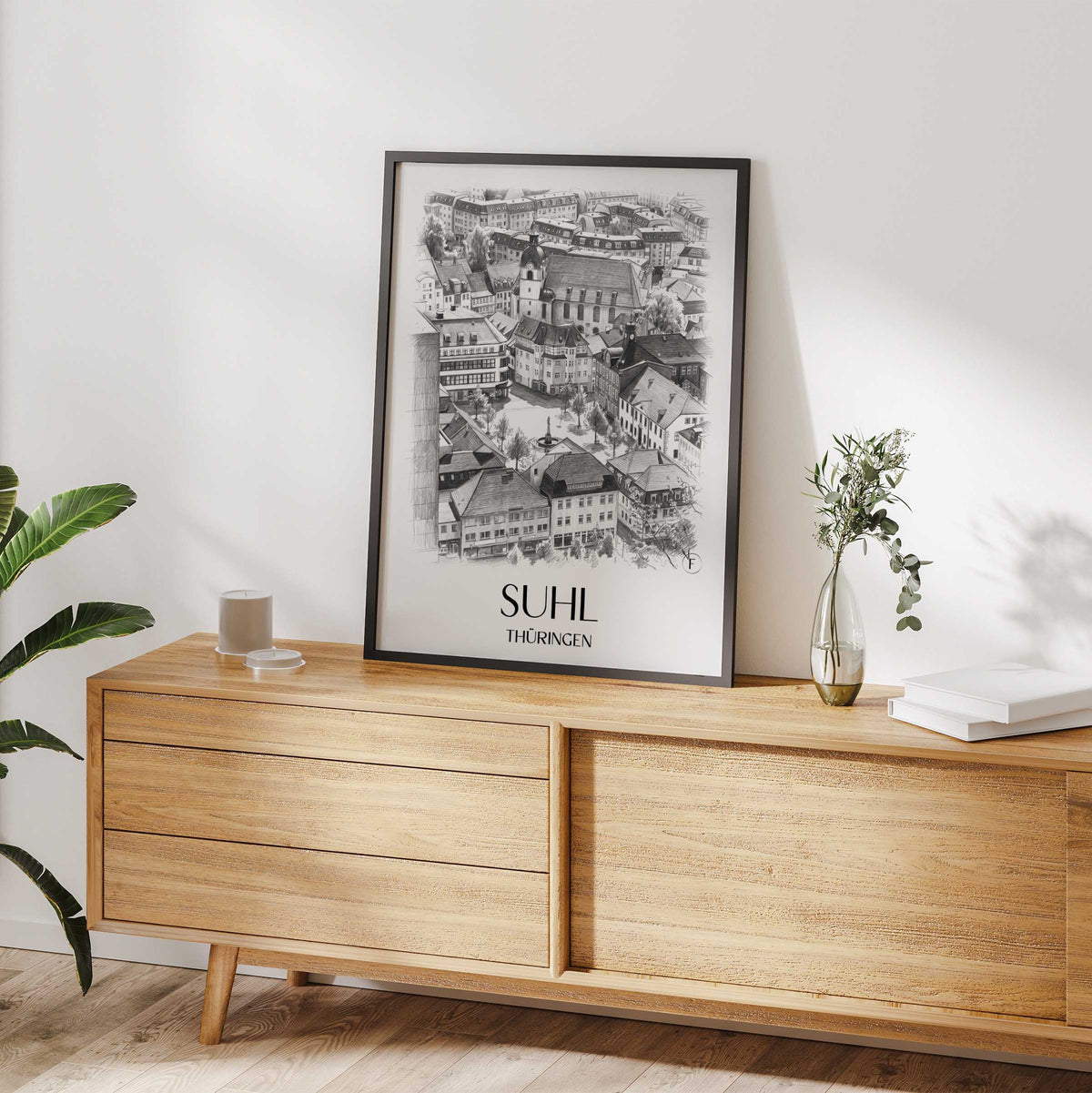 suhl-thüringen-deutschland-poster-bleistift-zeichnung-drawing