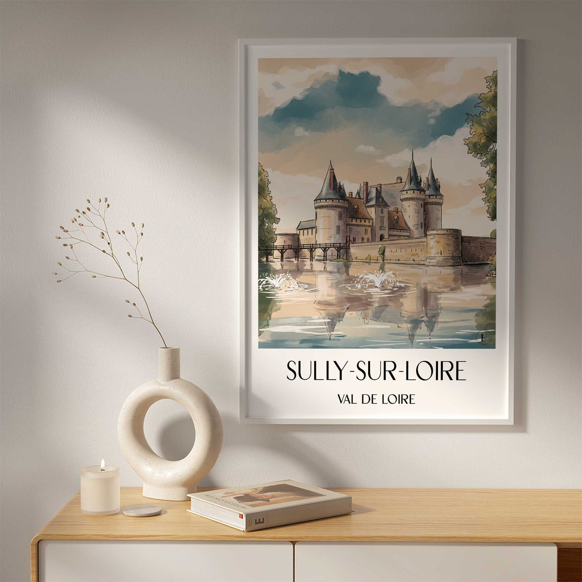 sully-sur-loire-val-de-loire-frankreich-poster-aquarell