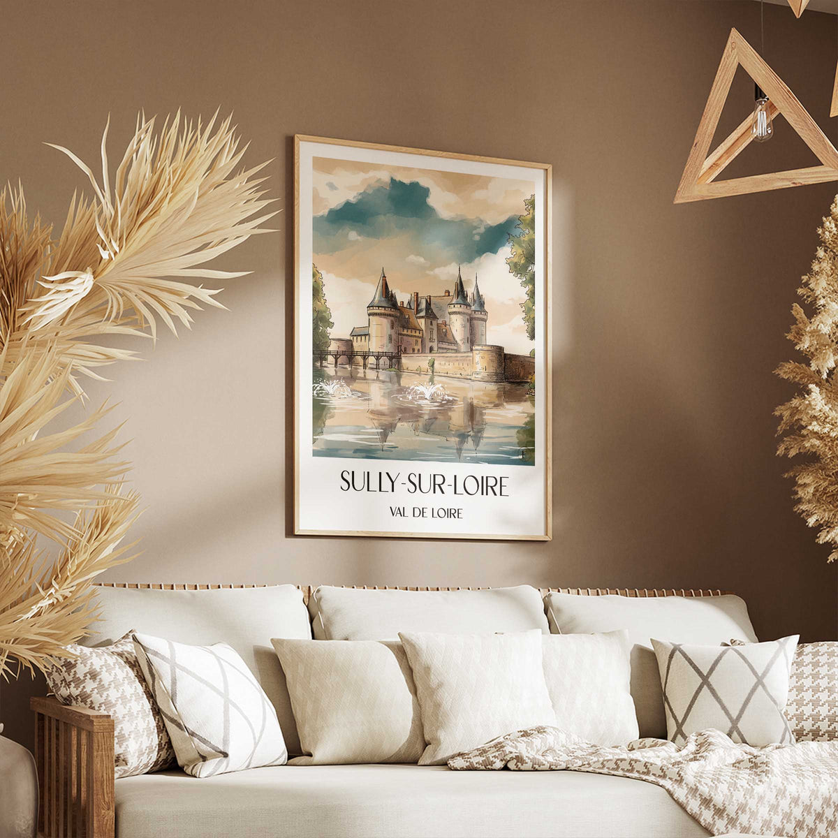 sully-sur-loire-val-de-loire-frankreich-poster-aquarell