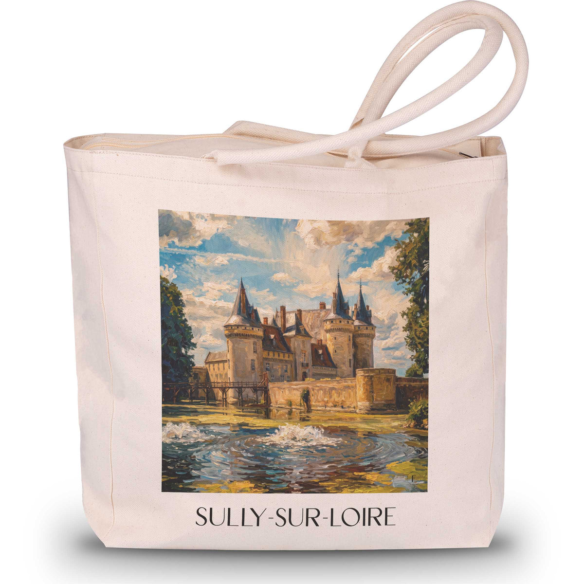 Sully-sur-Loire Shopping Tasche - Val de Loire - Frankreich Tote Bag - Einkaufstasche im Ölgemälde Stil - favplace