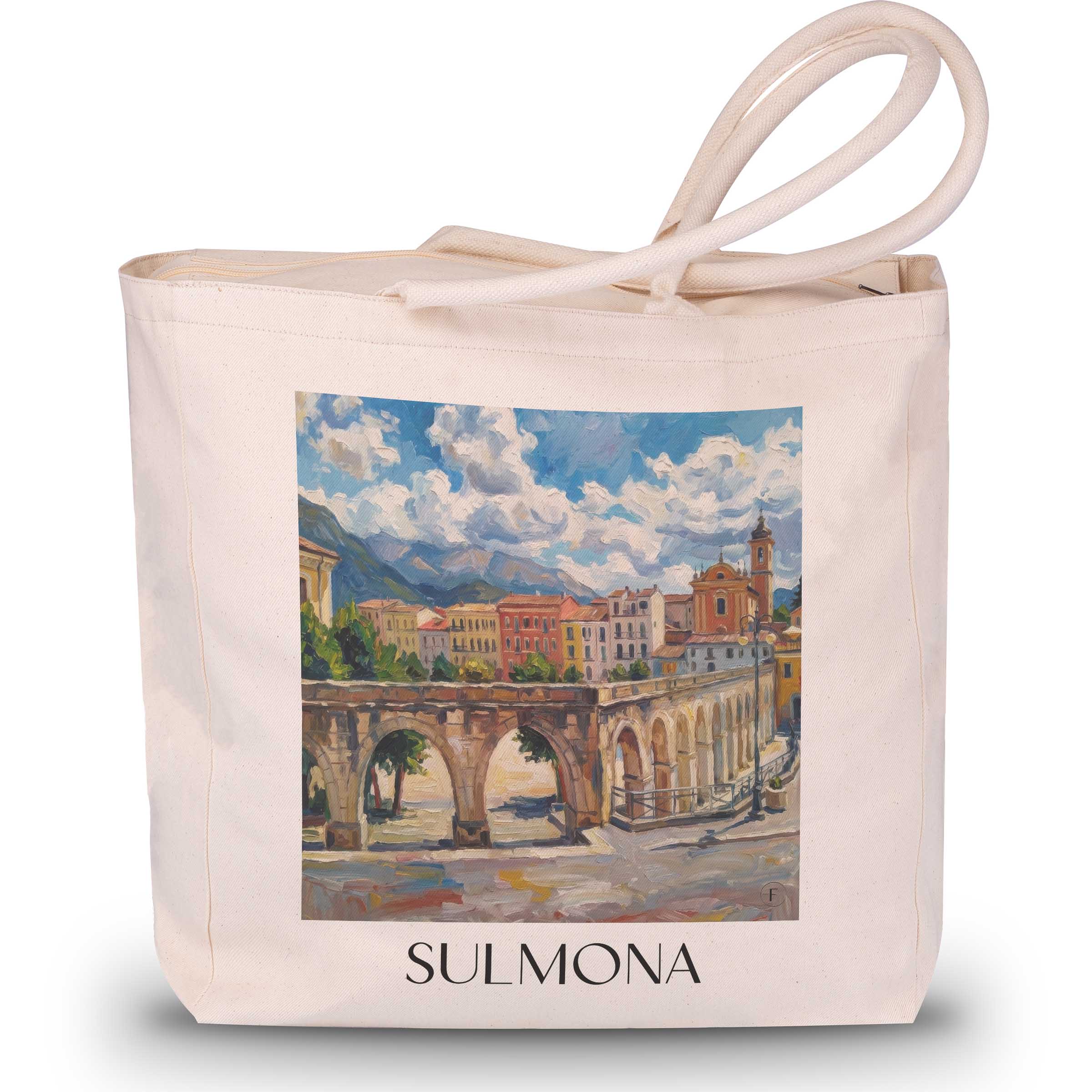 sulmona-l´aquila-italien-einkaufstasche-oil-painting-oelgemaelde