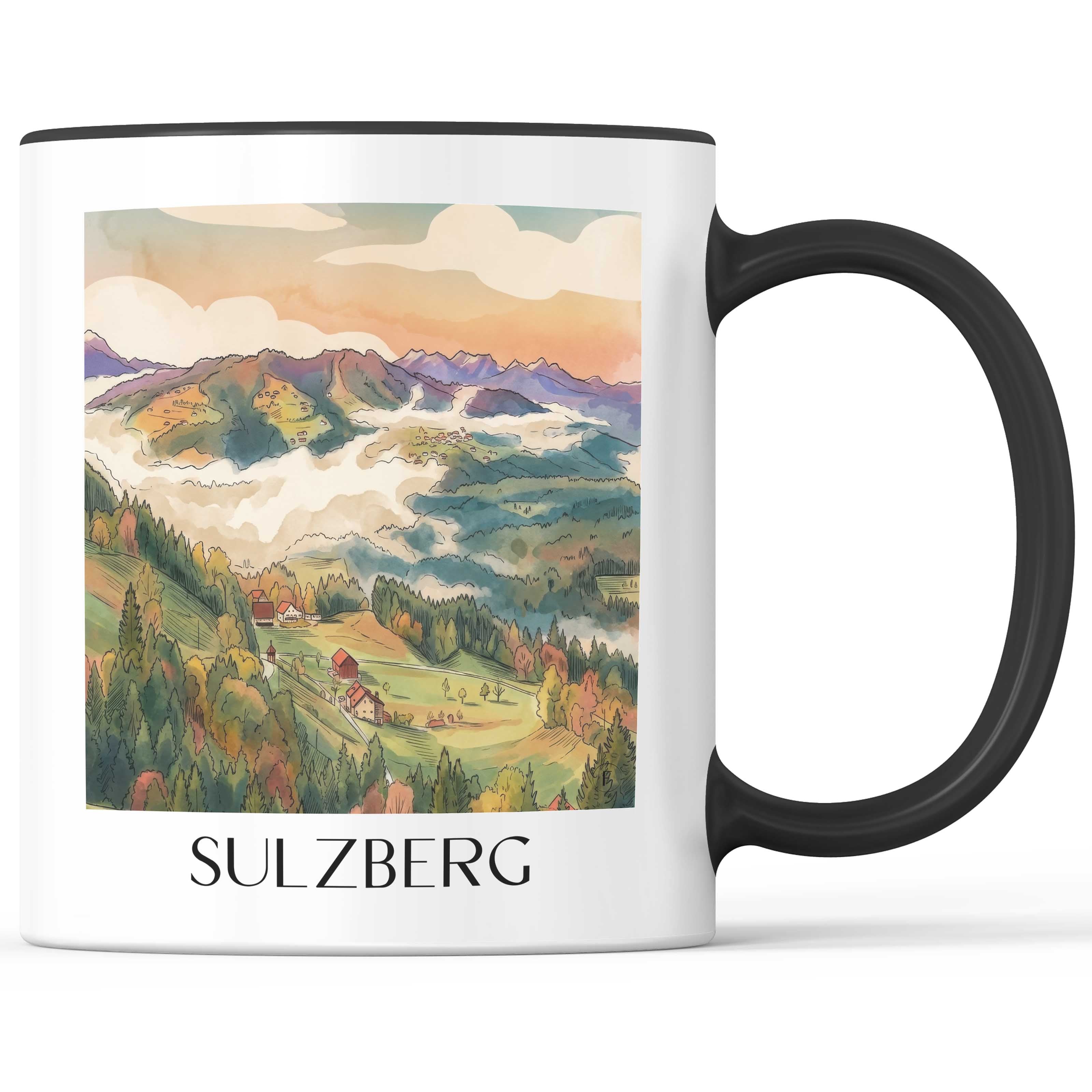 Sulzberg Kaffeebecher - Vorarlberg - Österreich Becher - Kaffeetasse im Aquarell Stil - favplace