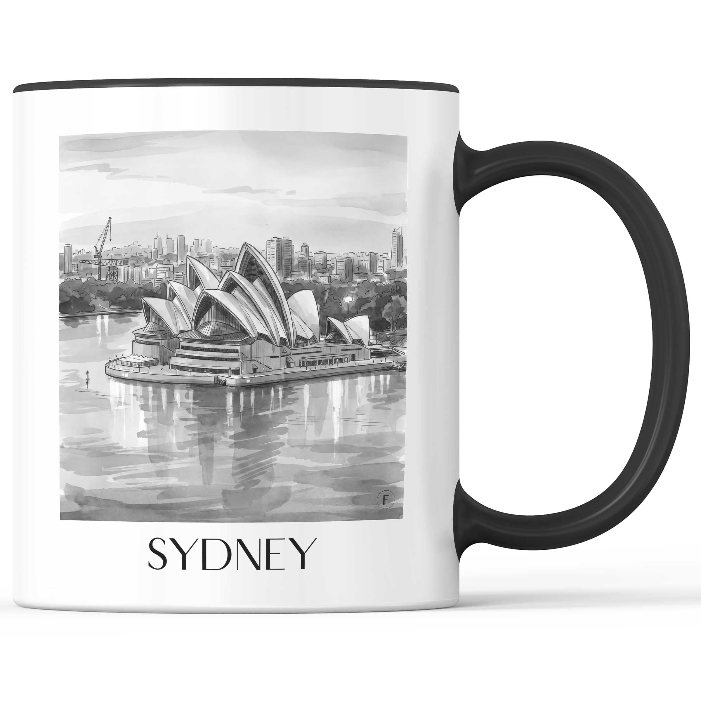 sydney-australien-kaffeebecher-aquarell-schwarz-weiss