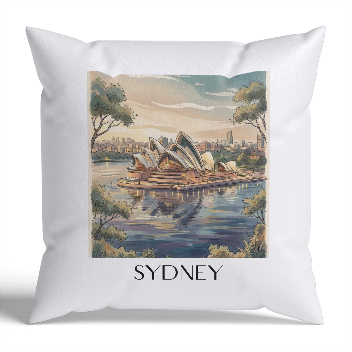 Sydney Kissenhülle - Zierkissen Bezug - Australien - Australien Kissen bzw. Kissenbezug im Aquarell Stil - favplace