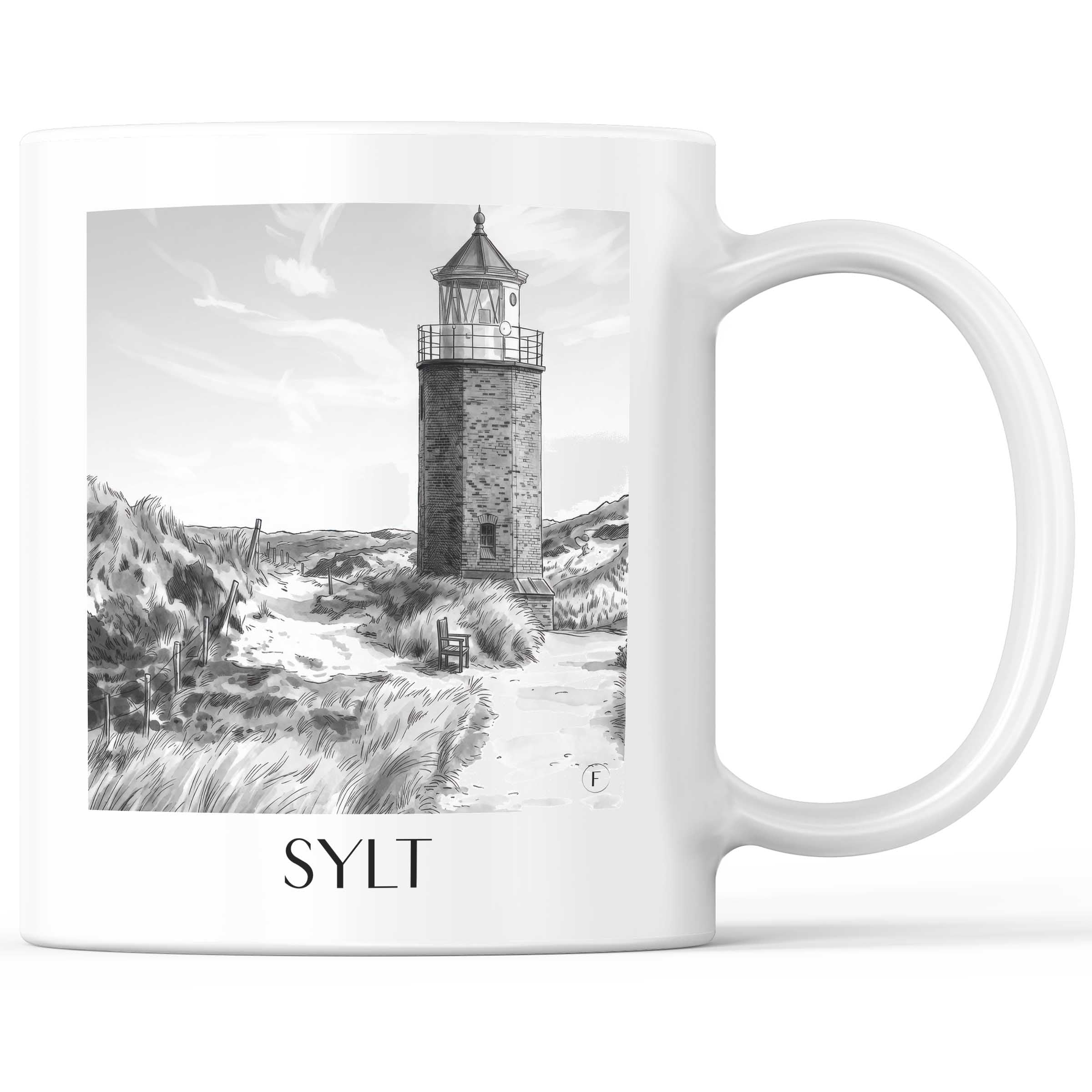 Sylt - Deutschland Becher - Kaffeetasse im Aquarell Schwarz-Weiß Stil - favplace