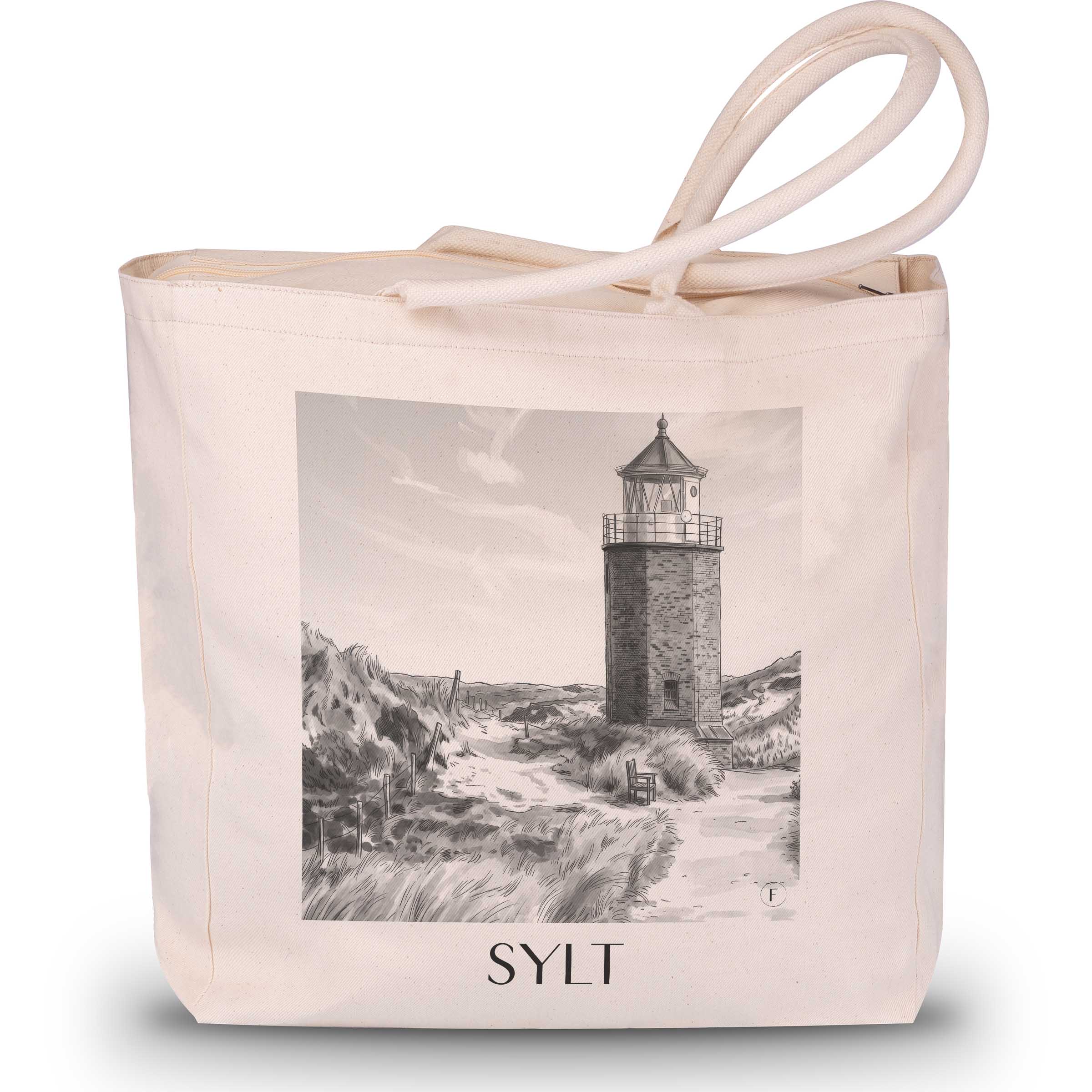 Sylt - Deutschland Tote Bag - Einkaufstasche im Aquarell Schwarz-Weiß Stil - favplace