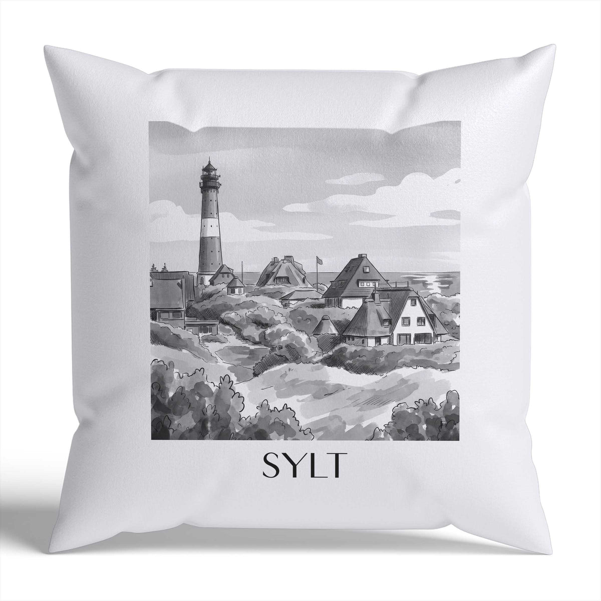 sylt-westerland-deutschland-kissenbezug-aquarell-schwarz-weiss
