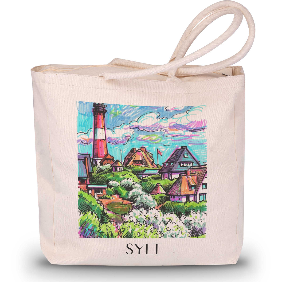 Sylt Shopping Tasche - Westerland - Deutschland Tote Bag - Einkaufstasche im Tag Graffiti Stil - favplace