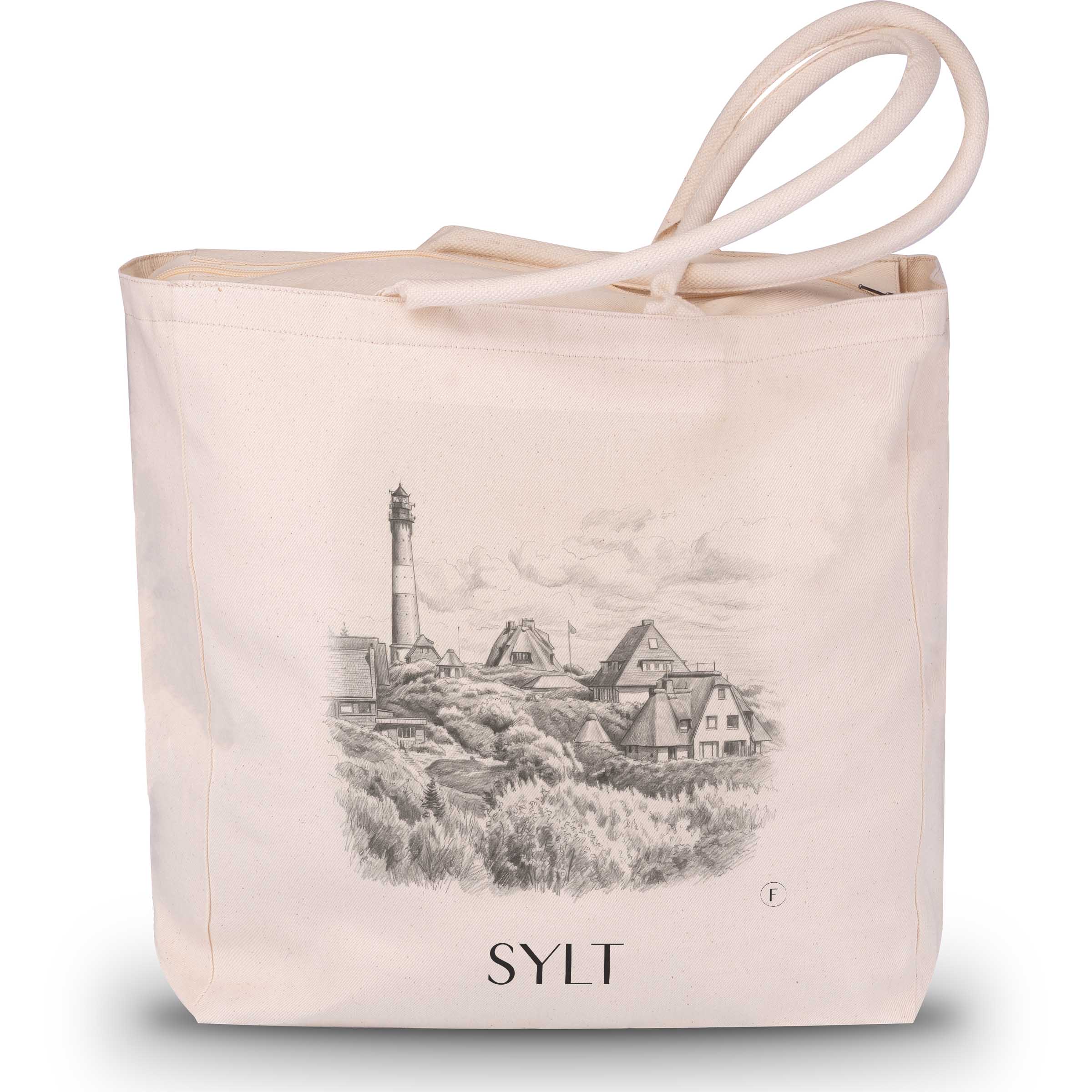 Sylt Shopping Tasche - Westerland - Deutschland Tote Bag - Einkaufstasche im Zeichnung Stil