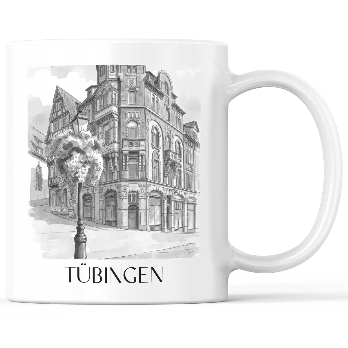 Tübingen - Deutschland Becher - Kaffeetasse im Aquarell Schwarz-Weiß Stil - favplace