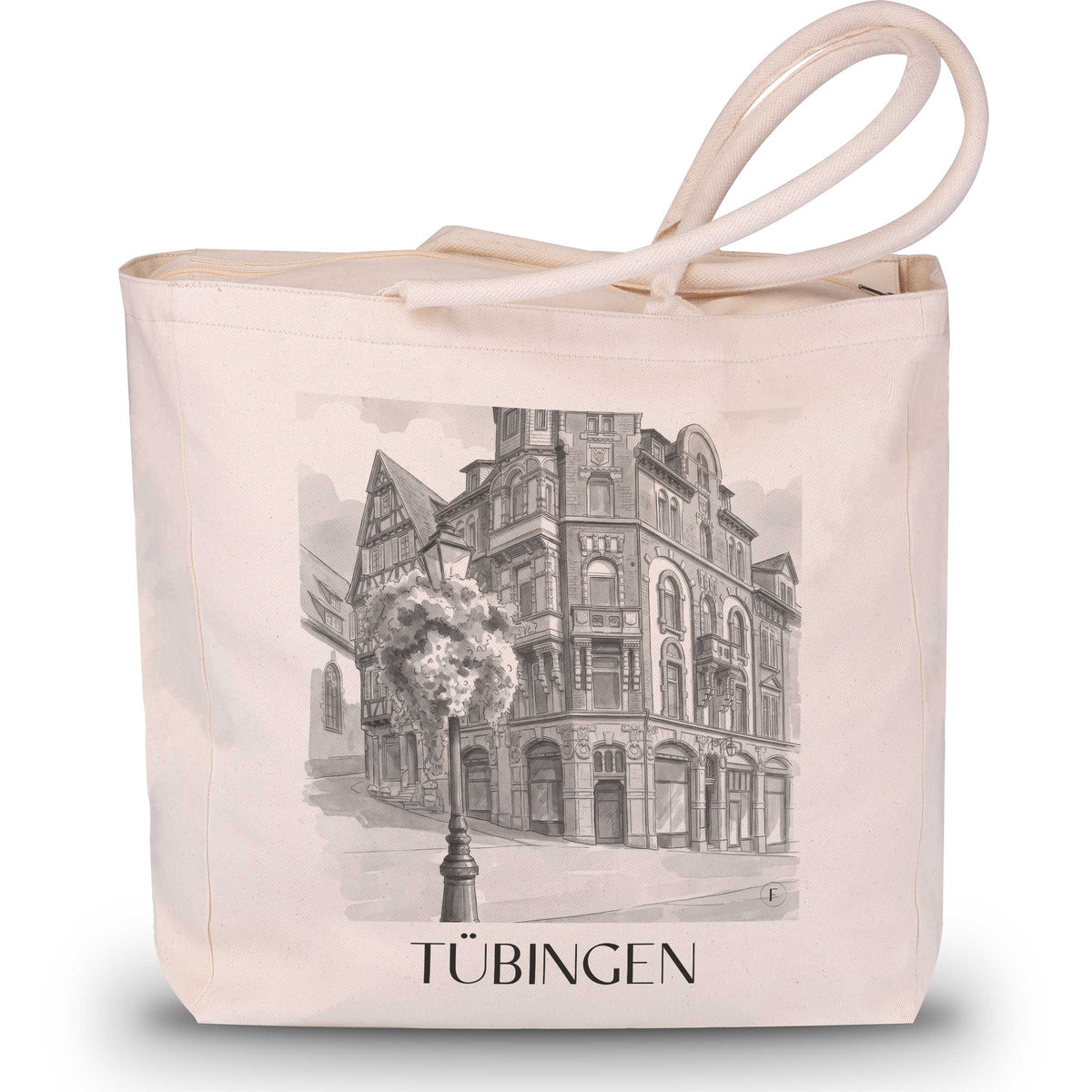 Tübingen - Deutschland Tote Bag - Einkaufstasche im Aquarell Schwarz-Weiß Stil - favplace