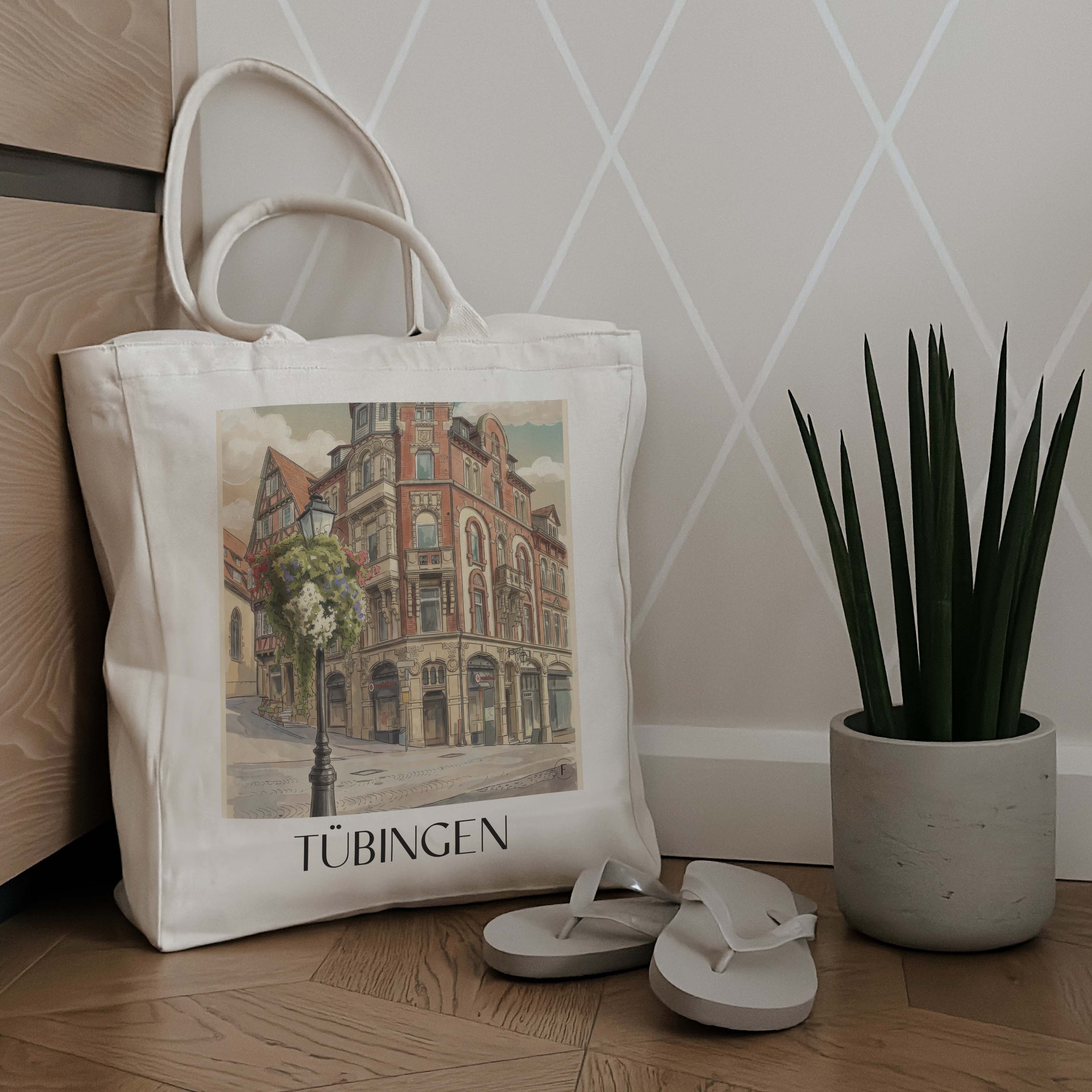 tübingen-deutschland-einkaufstasche-aquarell